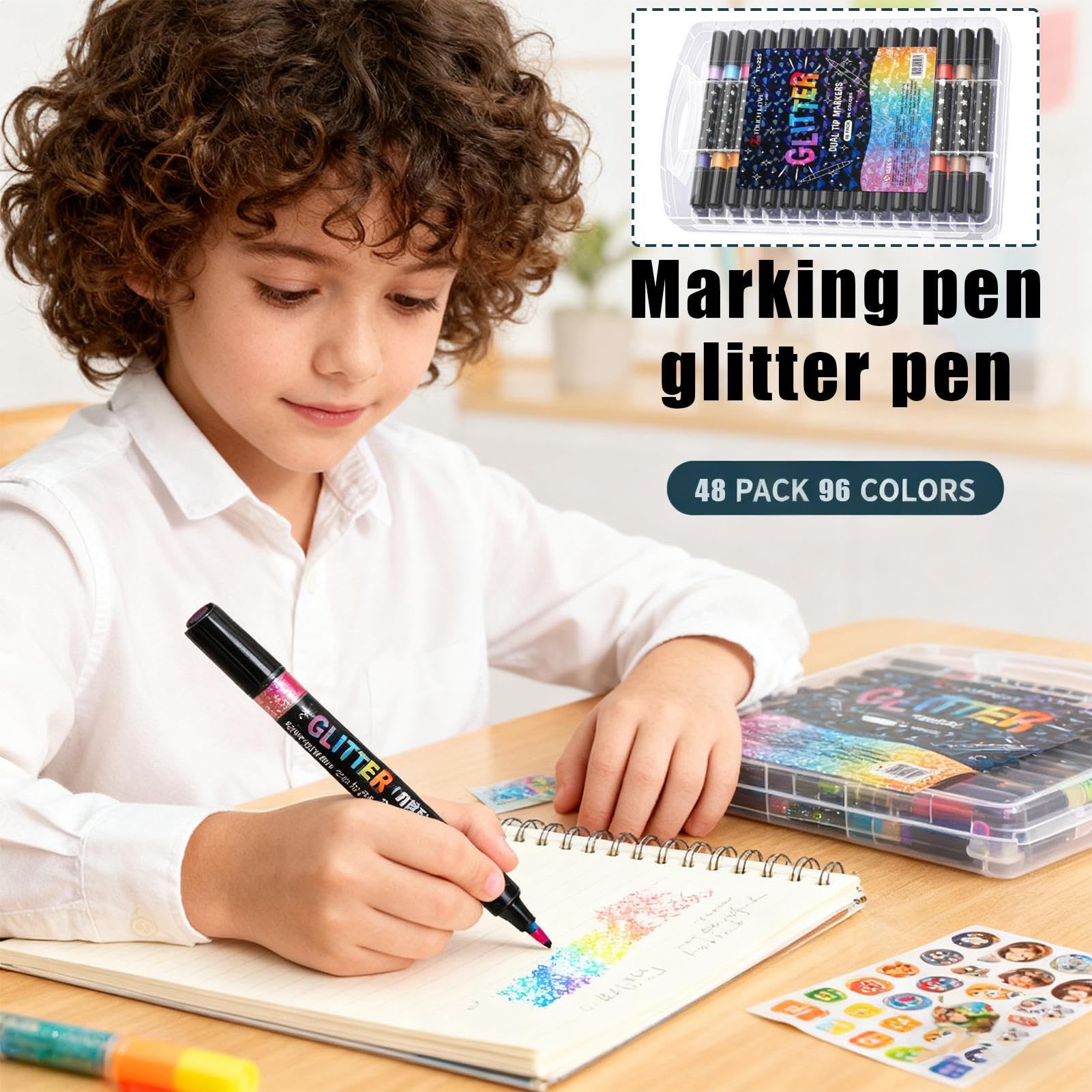 Pennarelli glitterati da disegno, pennarelli glitterati, per artigianato, ragazze, adolescenti, donne, Pasqua, Natale, compleanno, scuola