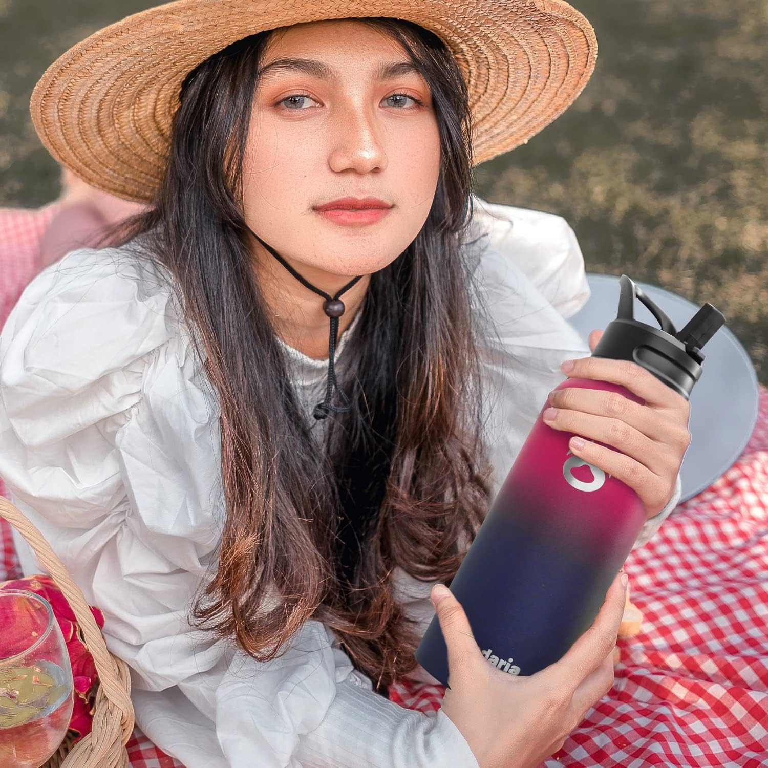 Insulated Water Bottle 32oz, Stainless Steel Water Bottle with Straw & Spout Lids & Paracord Handle | with Straw, Spout Lids, Paracord Handle