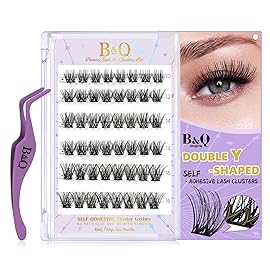 B&Q Lash Clusters Self-Adhesive 96 PCS Individual Lashes Eyelash Clusters Wispy Lashes Extension Natural Volume Cluster Lashes Fluffy Eyelashes Extension DIY at Home(SA01,D-8-16MIX)