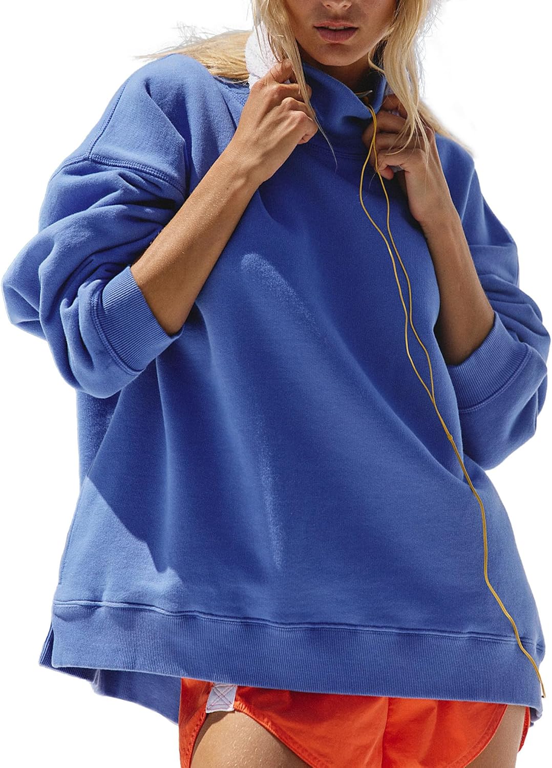 Hixiaohe Womens Mock Neck Sweatshirt Oversized Pullover Long Sleeve Tops Trendy Turtleneck Athletic Sweatshirt Loose Clothes