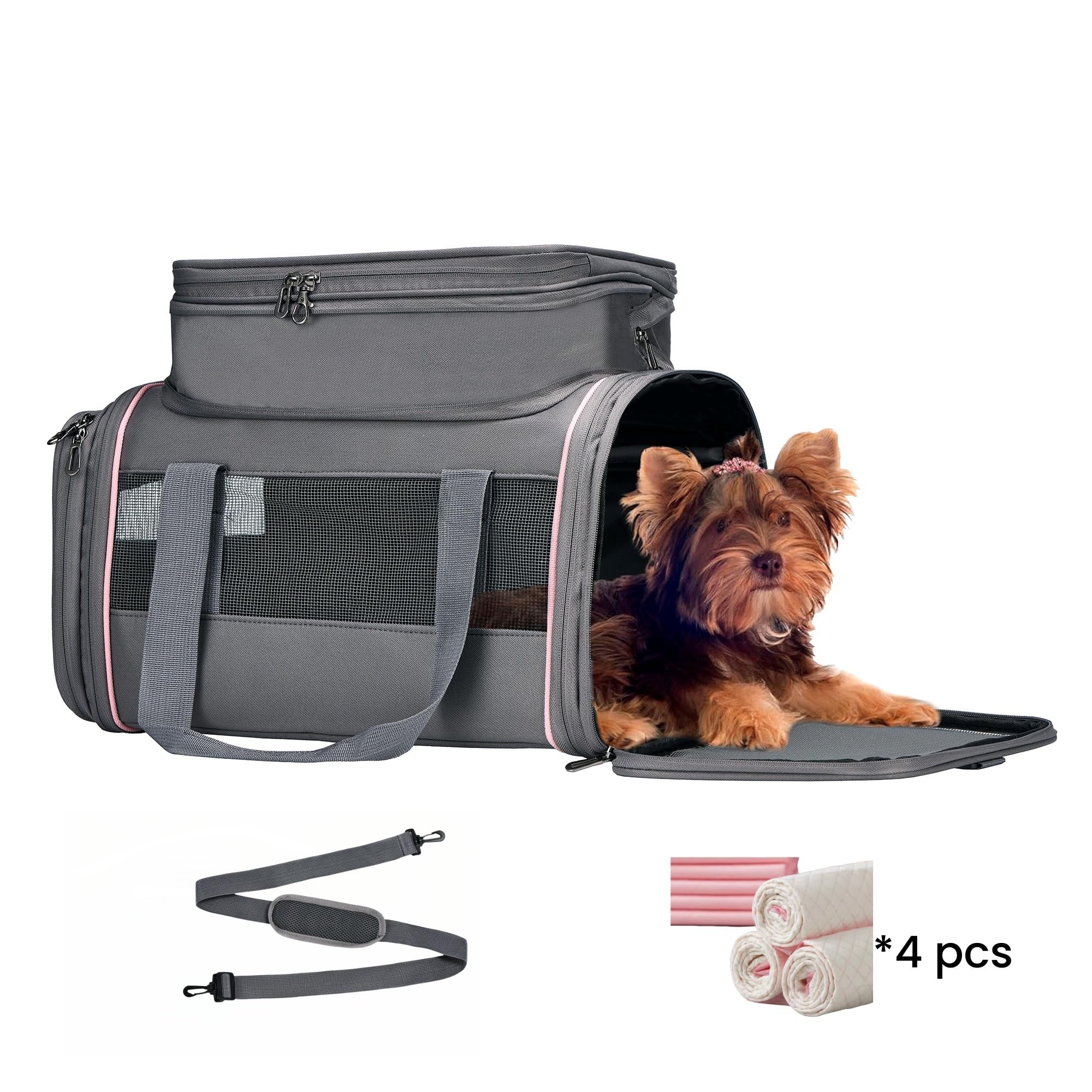 Airline Approved Pet Carrier - Soft-Sided Dog & Cat Travel Bag with Expandable Space and Safe Design (Grey) - image 2