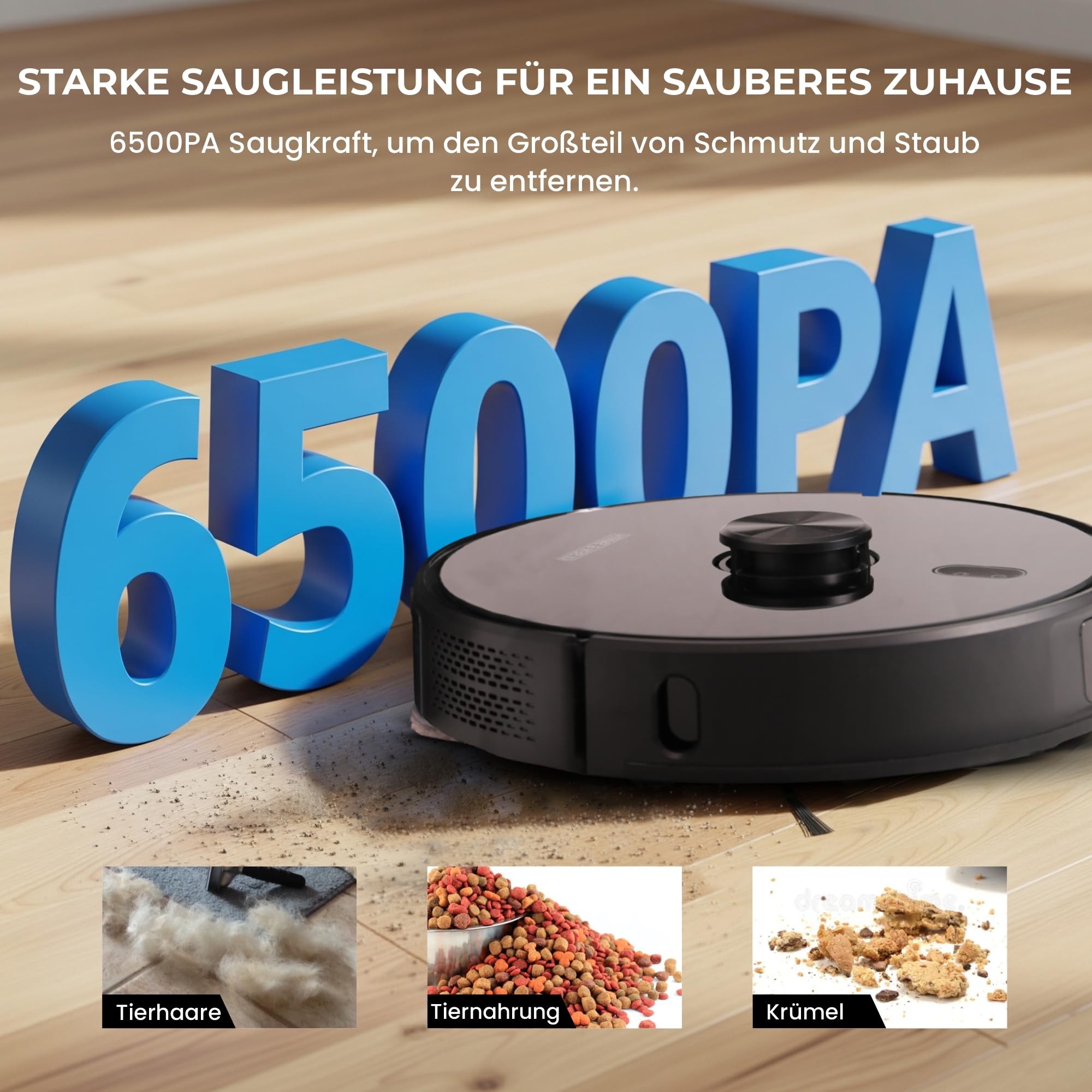 Olsen & Smith Saugroboter mit Wischfunktion & Absaugstation, Selbstladend | 6500 Pa Saugkraft, Lasernavigation, Saug- & Wischroboter, App-Steuerung, Selbstaufladend, Absaugstation, Intelligent