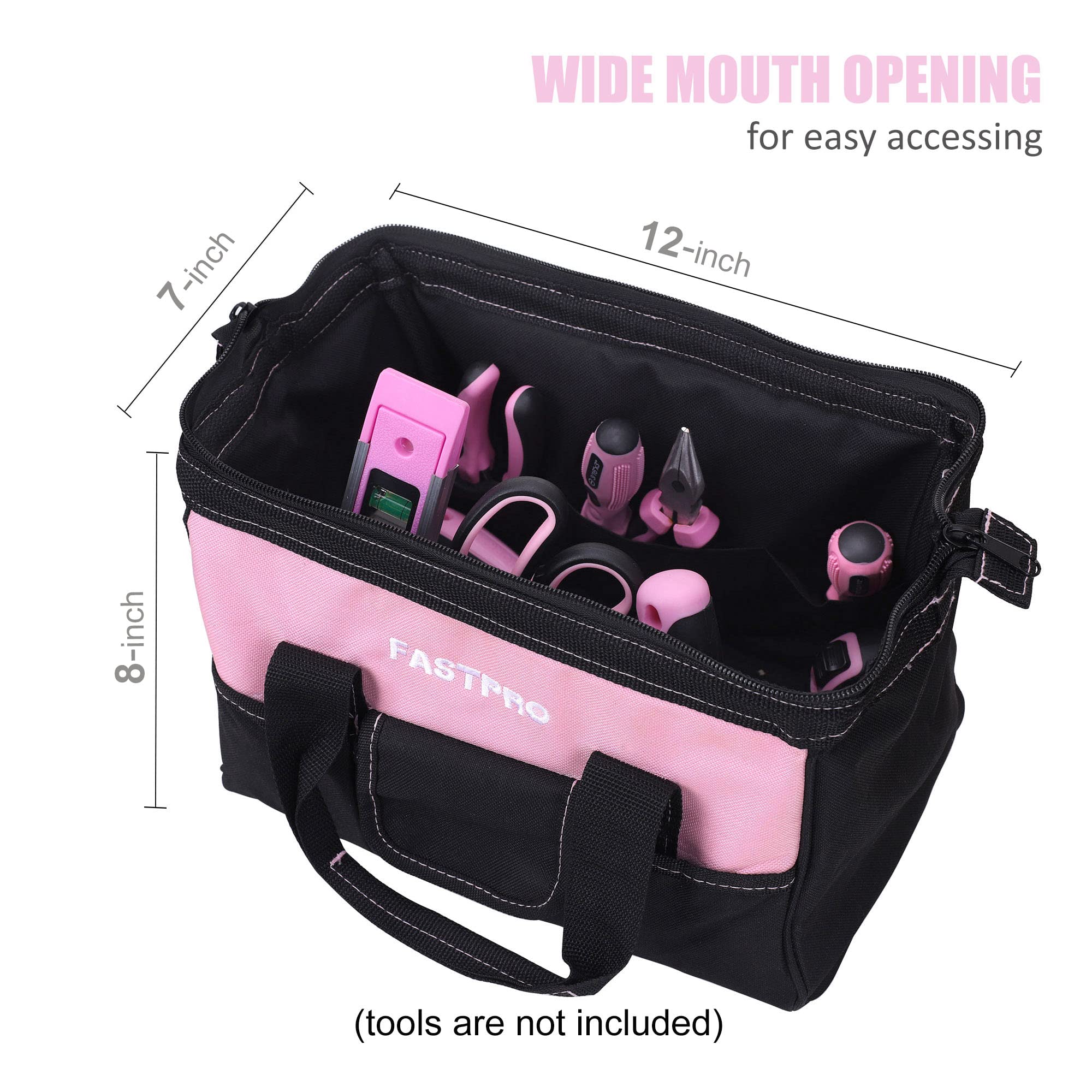 バッグ TOOL BAG MEDIUM / C/L WISTERIA FASTPRO 12-Inch Pink Tool Bag,Zip-top Wide Mouth Open