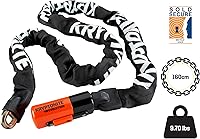 Vista 2 de Kryptonite 1016 Evolution - Cadena de bicicleta integrada de 9.7 libras, cadena de acero de 10mm de 5.25 pies de largo con llaves para bicicletas