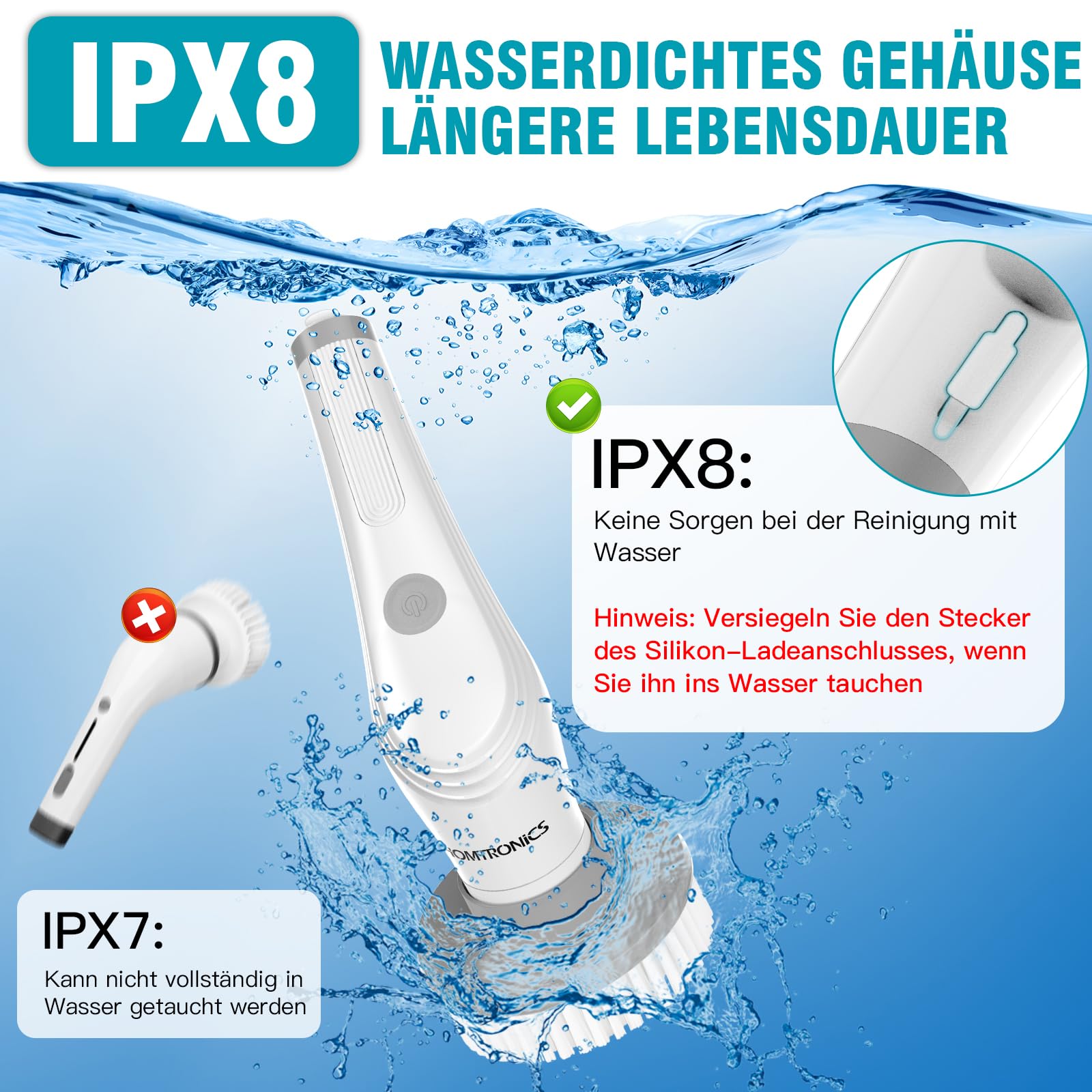 Elektrische Reinigungsbürste, Elektrische Putzbürste mit Display