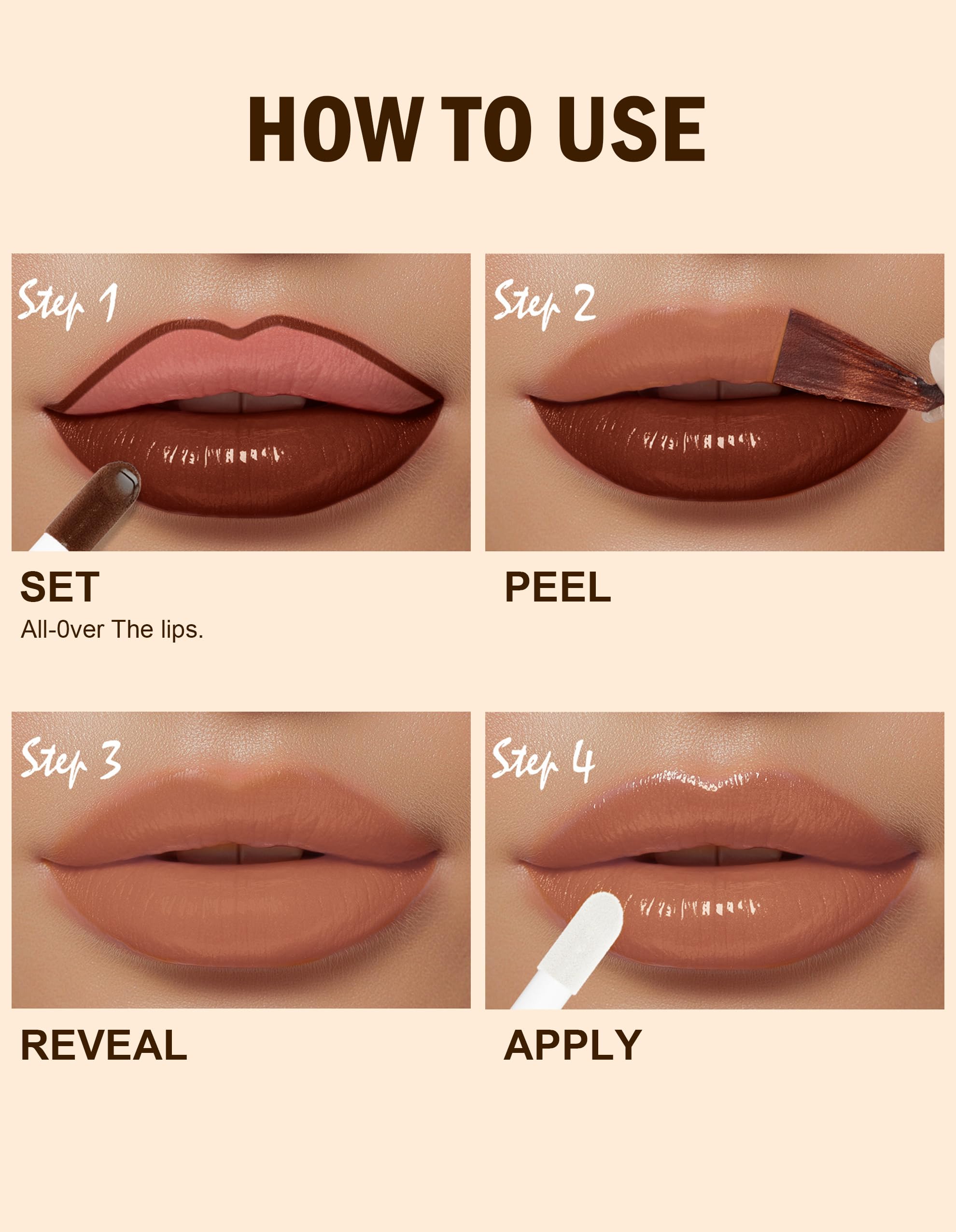 Erinde Lip Stain Peel off with Lip Oil, Waterproof 2 in 1 Long Lasting Lip Liner Tint - Image 3