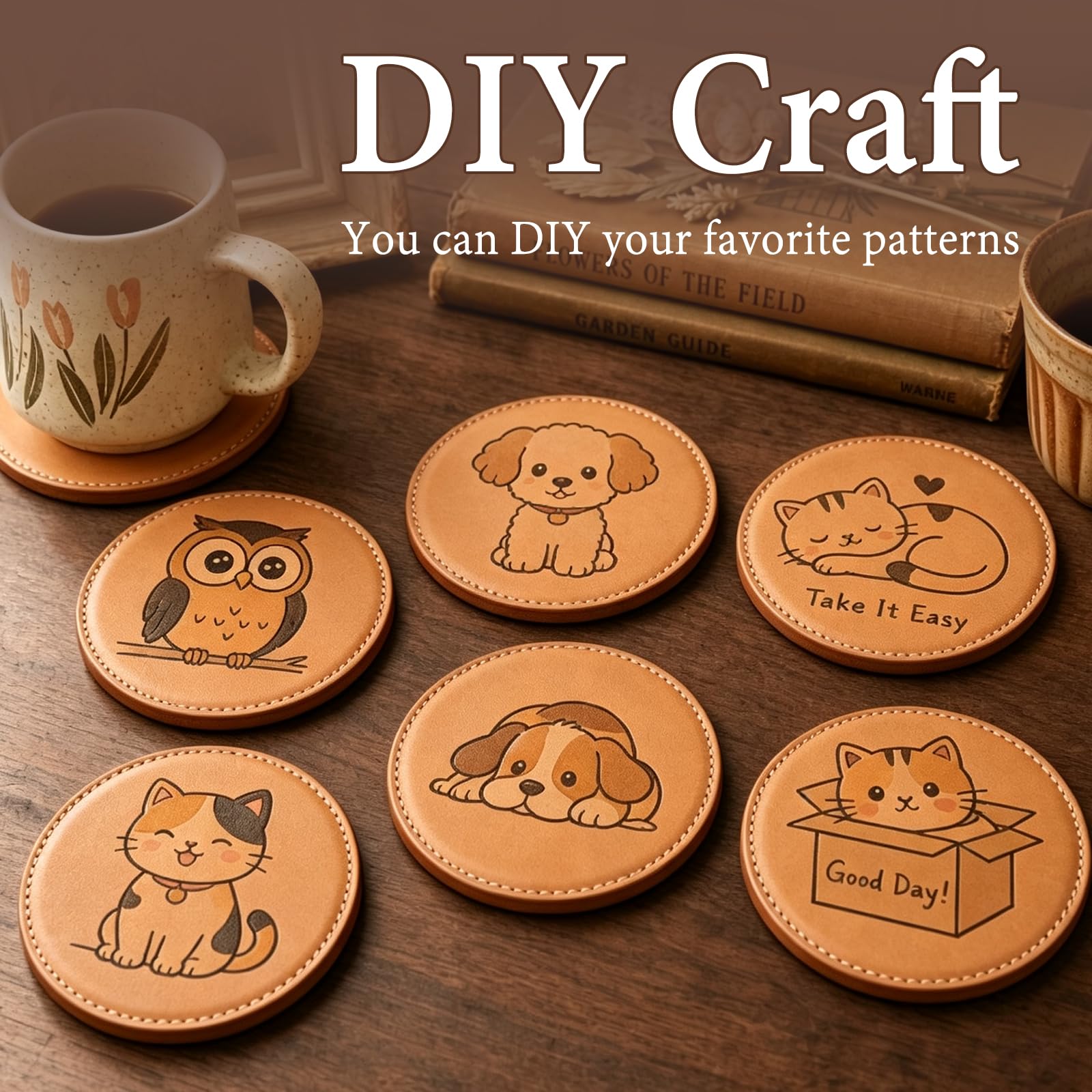 Leather Crafting Kit - Make Coasters & More! -6