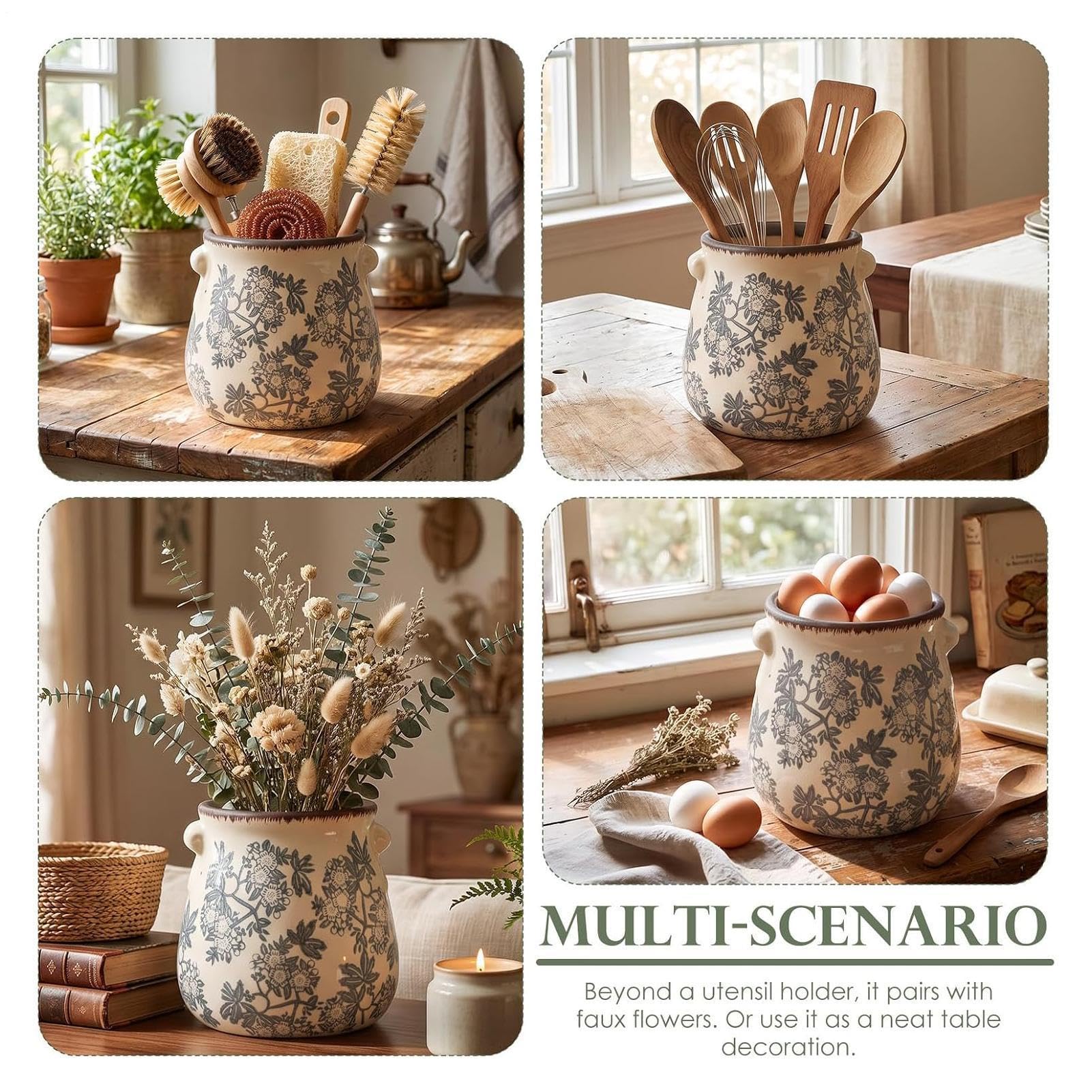 Pot à ustensiles pour plan de travail Pot Rangement Décoratif Rustique