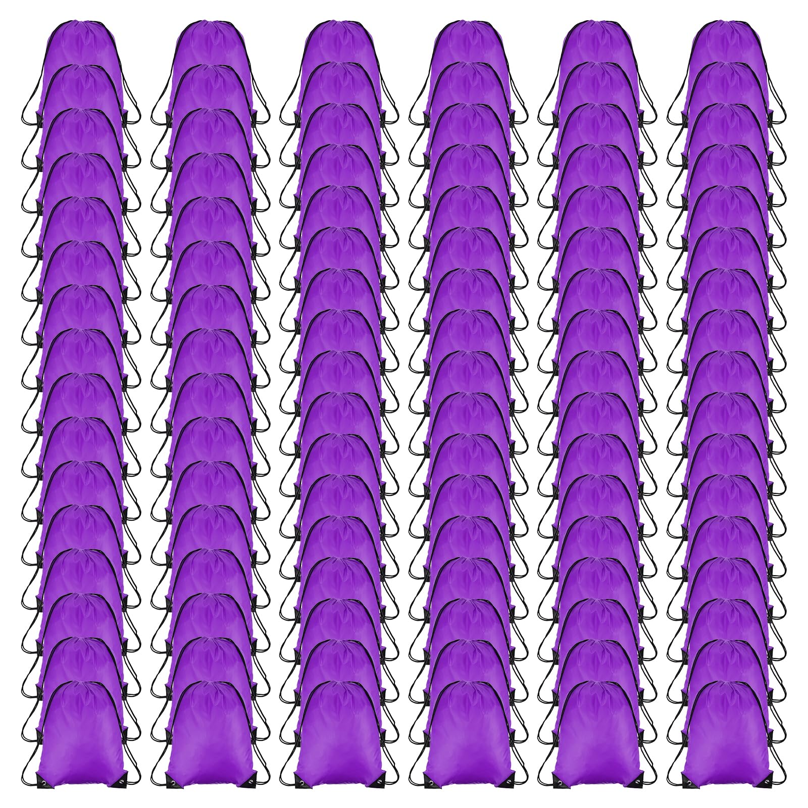 PATIKIL Drawstring Backpack Bulk 100 Pack Draw String Bags 210D Polyester Gym Cinch Sack for Women Men Gym Sport Travel Party, Purple (16.5" x 13.3")