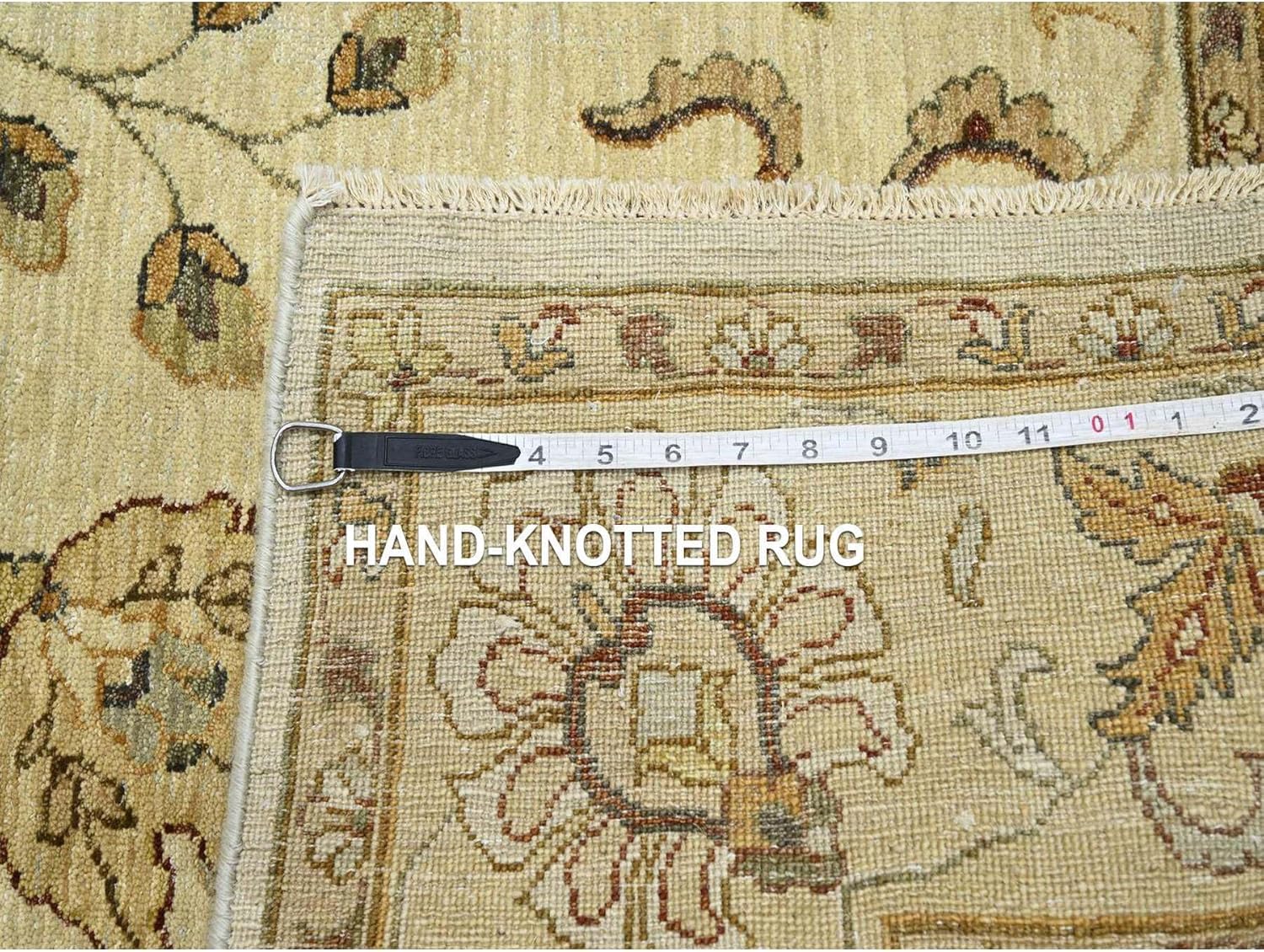 Hand Knotted Oriental Rug, Ivory, Pure Wool, 5'8"x7'10", Agra Ziegler Design, Vegetable Dyes