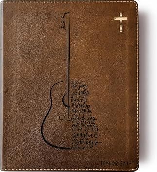 NIV Journaling Bible | Brown With Gold Cross | Shout For Joy Guitar | Includes Option to add Engraved Name | Personalized and Customizable Gift