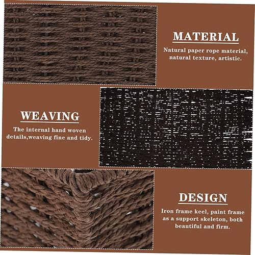 Miniatura 8 de Cabilock Cesta de almacenamiento tejida para maquillaje, almacenamiento de hierba marina, almacenamiento de jacinto, para lavandería, papelería,