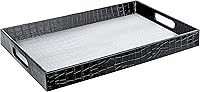 Vista 22 de Bandeja rectangular hermosa, moderna y elegante, 18 x 12 pulgadas, decoración brillante, con asas, para apoyar sobre mesa de centro otomana, como
