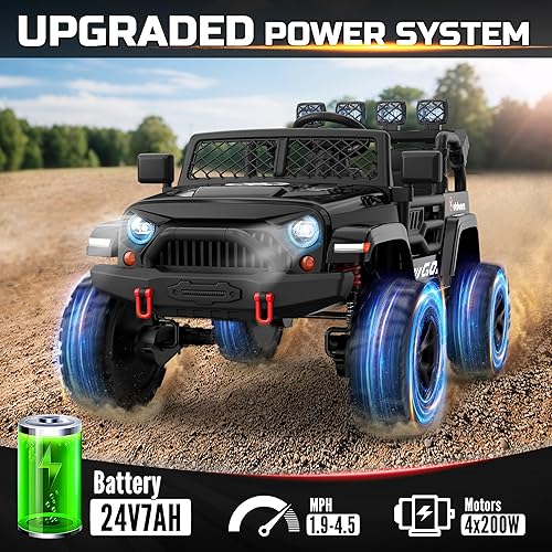 Miniatura 3 de Auto eléctrico de 2 plazas para niños, neumáticos EVA, automóvil eléctrico de 24 V 4WD con control remoto, Bluetooth, luces LED, camión para niños y