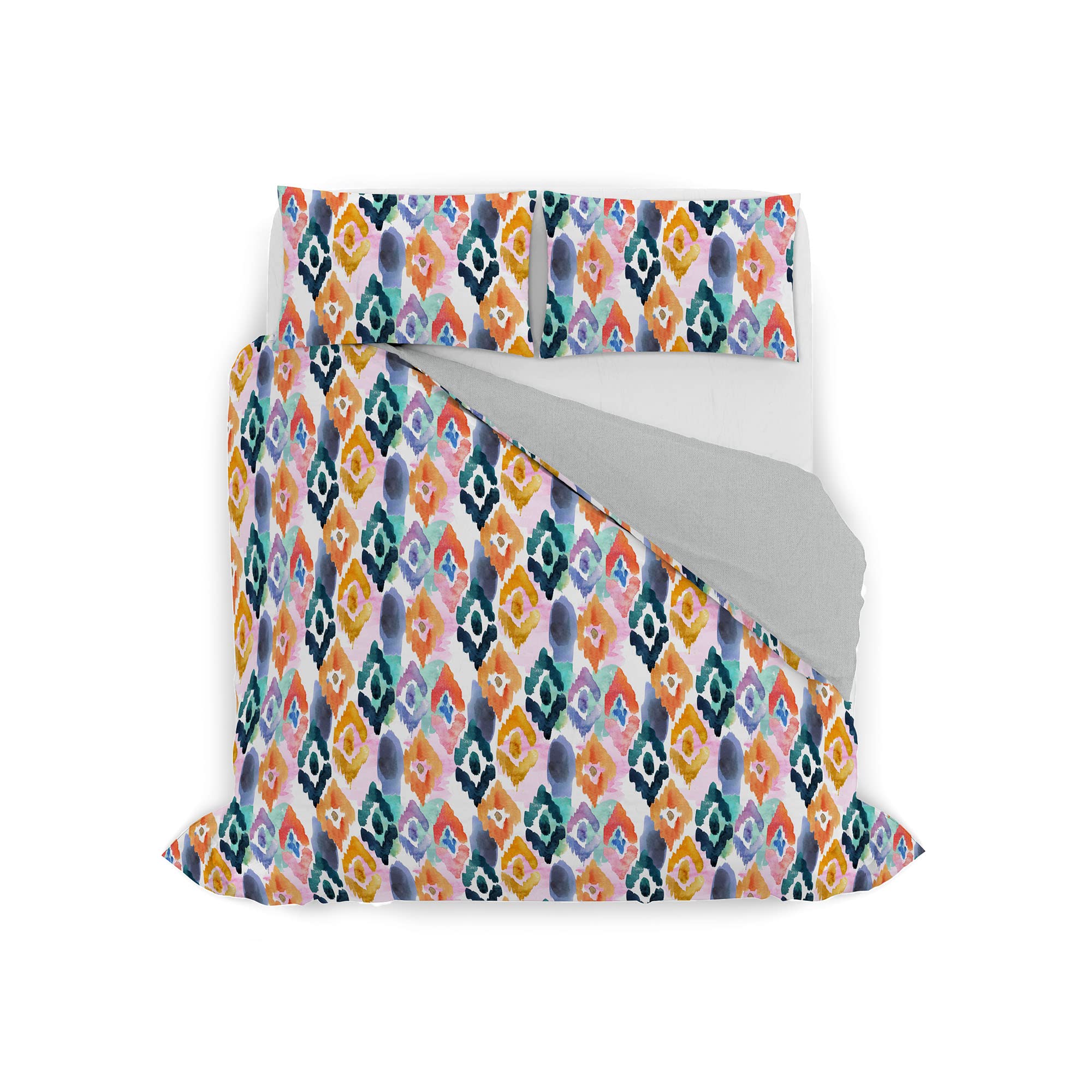 Funda nórdica doble para cama matrimonial juego textil italiano lavable modelo Acuarela 03 de microfibra