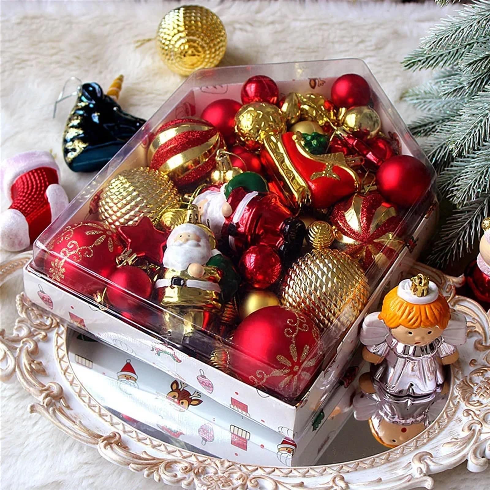 72 bolas de Navidad galvanizadas pintadas para el hogar, adornos para árbol de Navidad, 2-8,5 cm