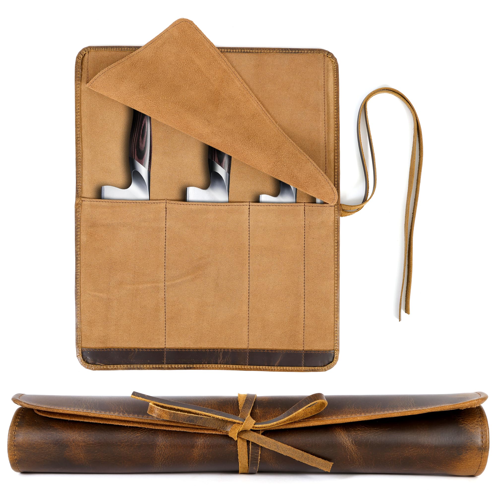 ELIZO Leather Knife Roll Bag