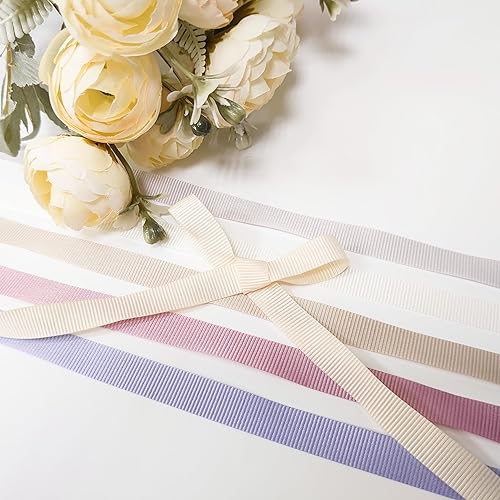 Miniatura 5 de CT CRAFT LLC Cinta de tela sólida de grogrén de 38 pulgadas x 10 yardas x 6 rollos en total 60 yardas de polvo claro para Navidad, decoración del