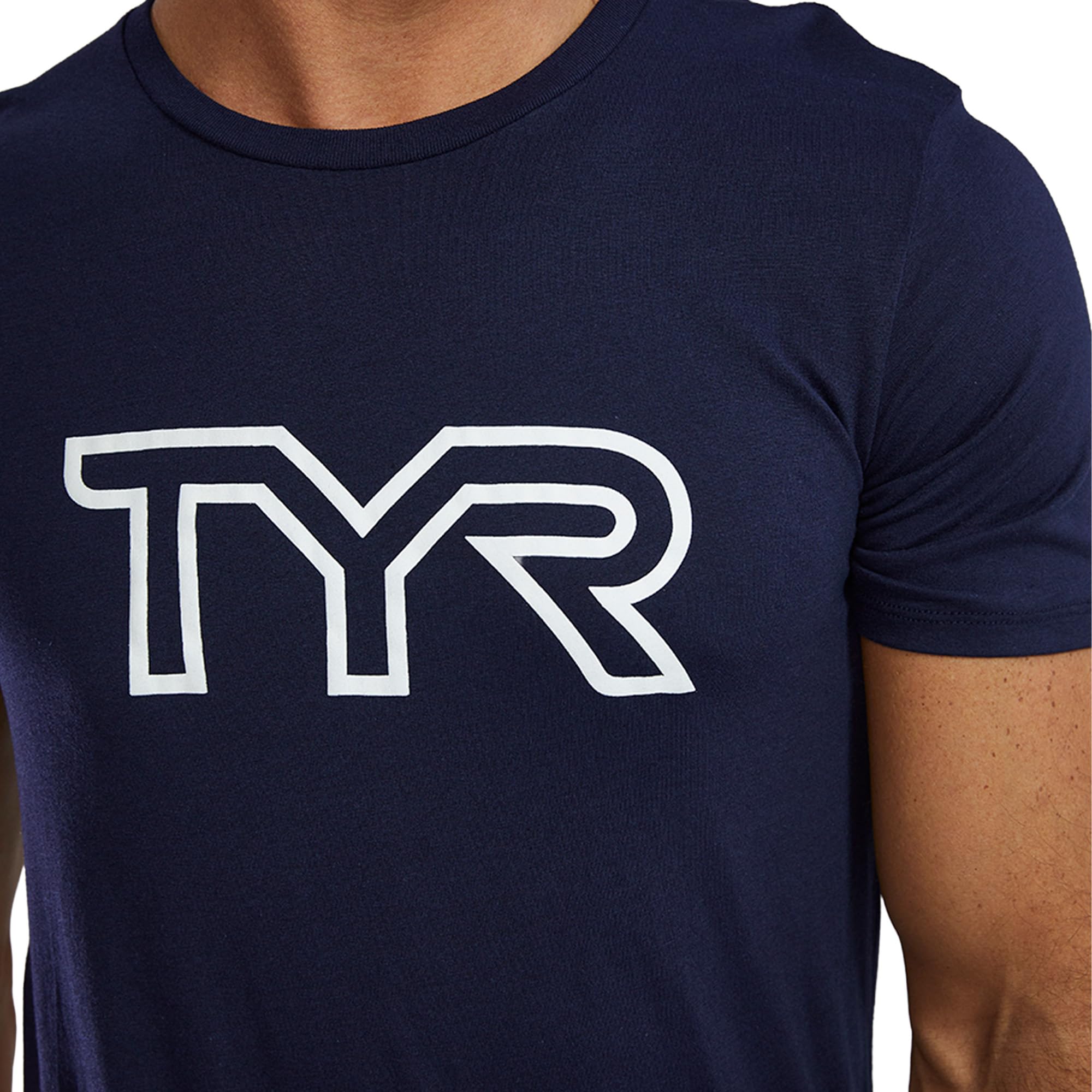 TYR Unisex Ultrasoft lekka koszulka z krótkim rękawem z dużym logo Tech Tri Lg UX, granatowa, M, granatowy, M