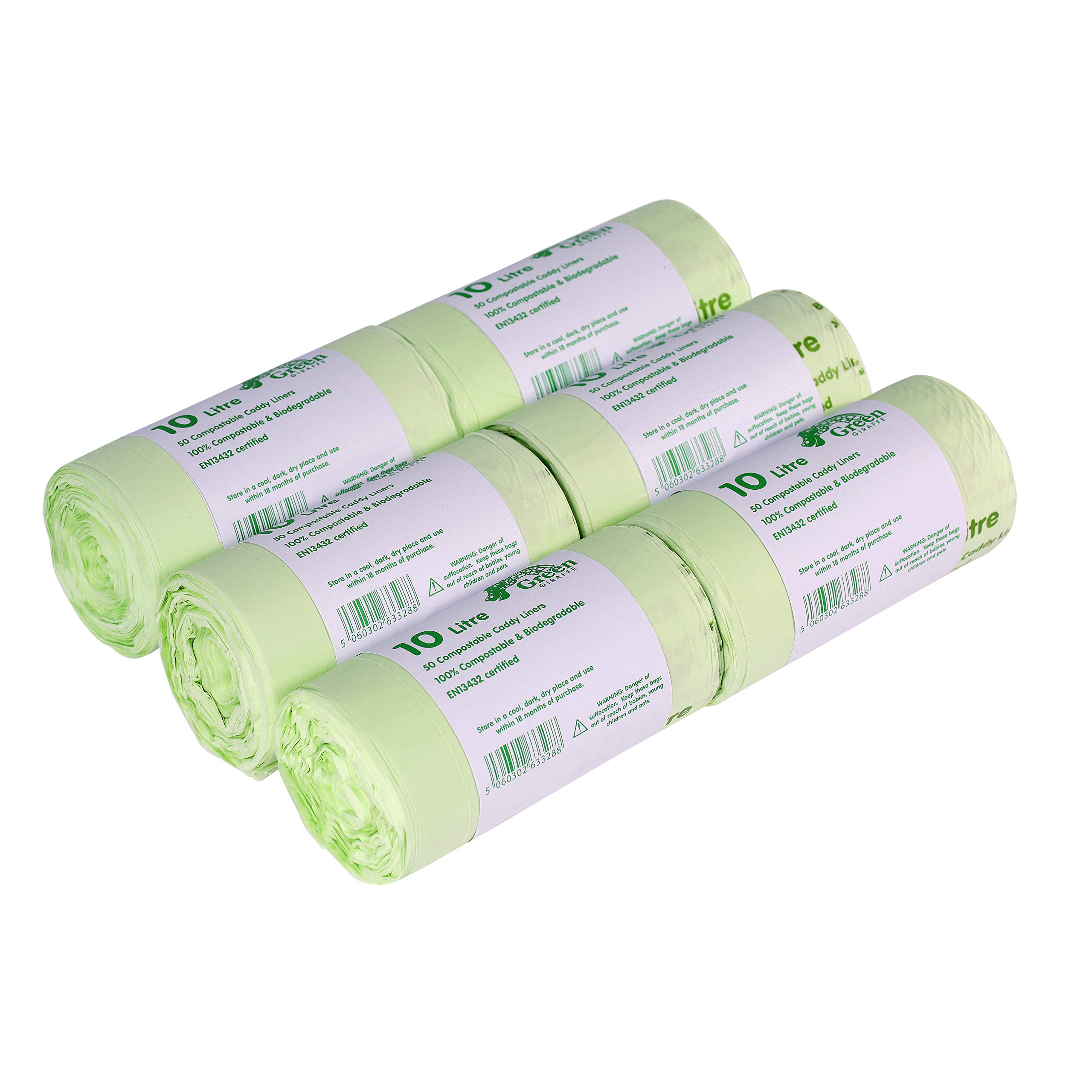 All-Green Green Giraffe 300 X 10L Compostable Caddy Liners - Food Waste Bin Liners - 6 Rolls