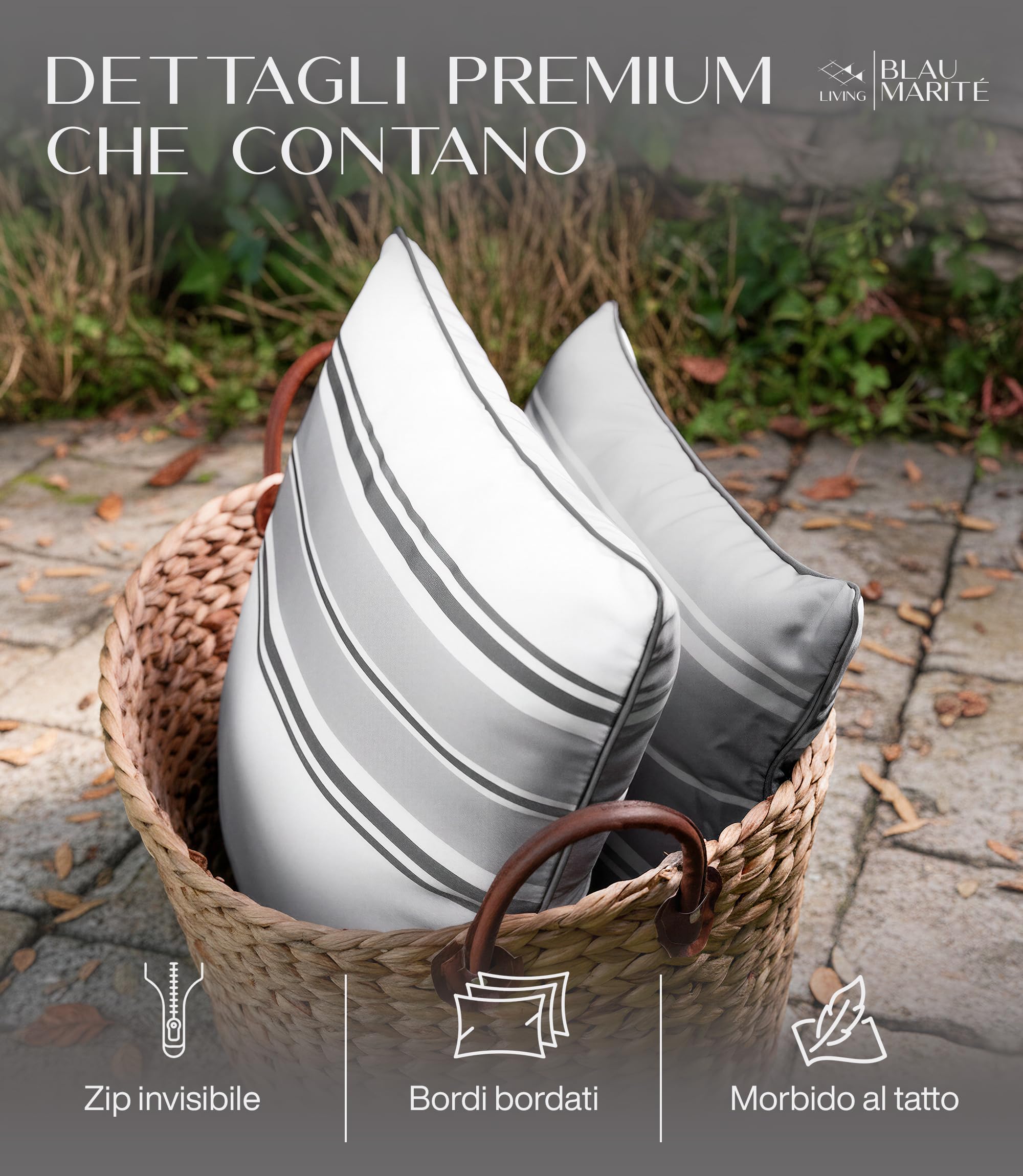 Set 2 Federe Cuscini da Esterno 30x50 cm – Impermeabili, Antimacchia, Resistenti ai Raggi UV – Morbide e Lavabili – Copricuscini Decorativi per Giardino, Balcone, Terrazza – Grigio