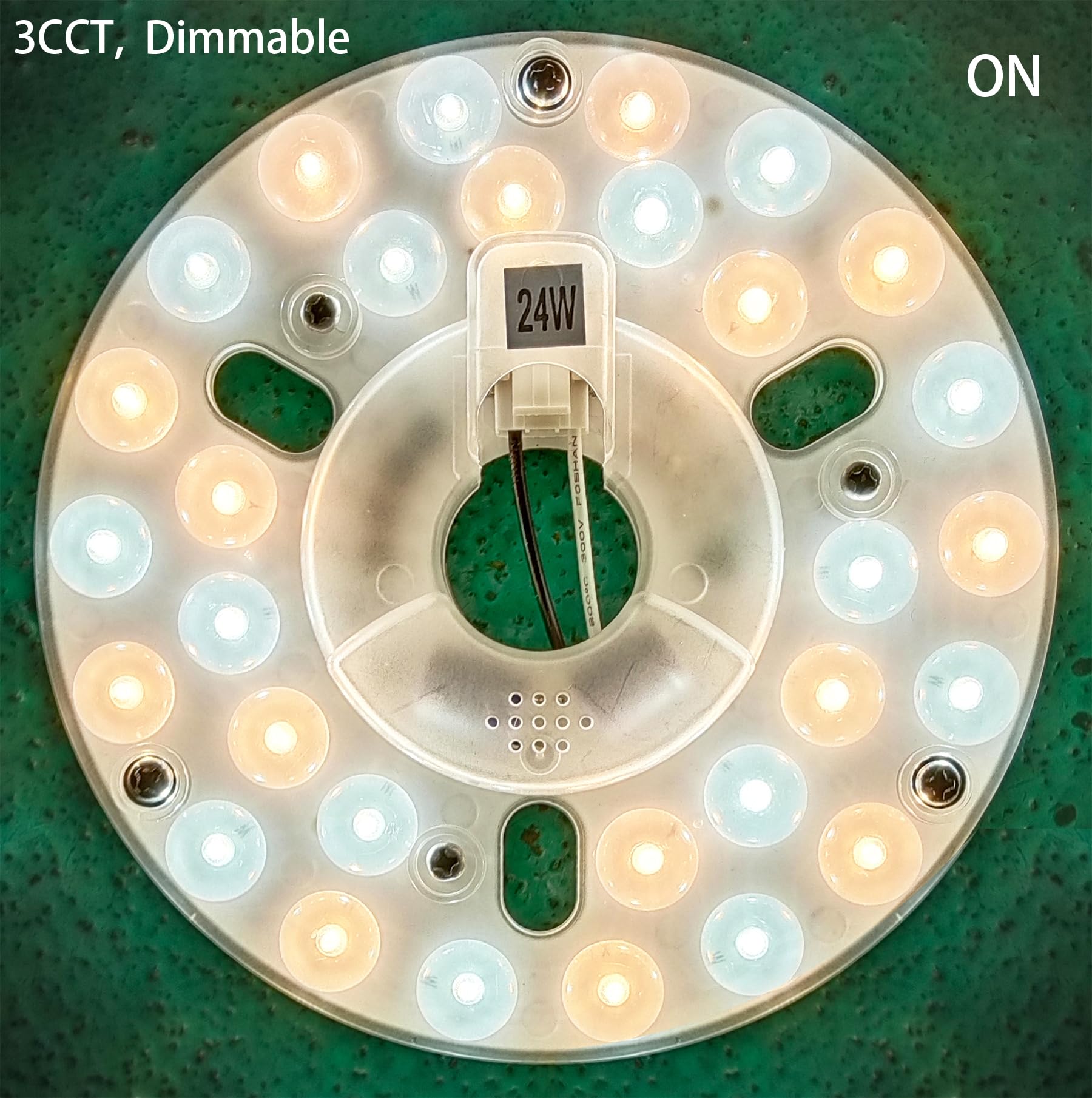 Kit de luz de ventilador de techo de 24 W, 5.3 pulgadas, repuesto de luz LED para panel de disco de motor para luz de techo empotrada, 3 CCT regulable 3