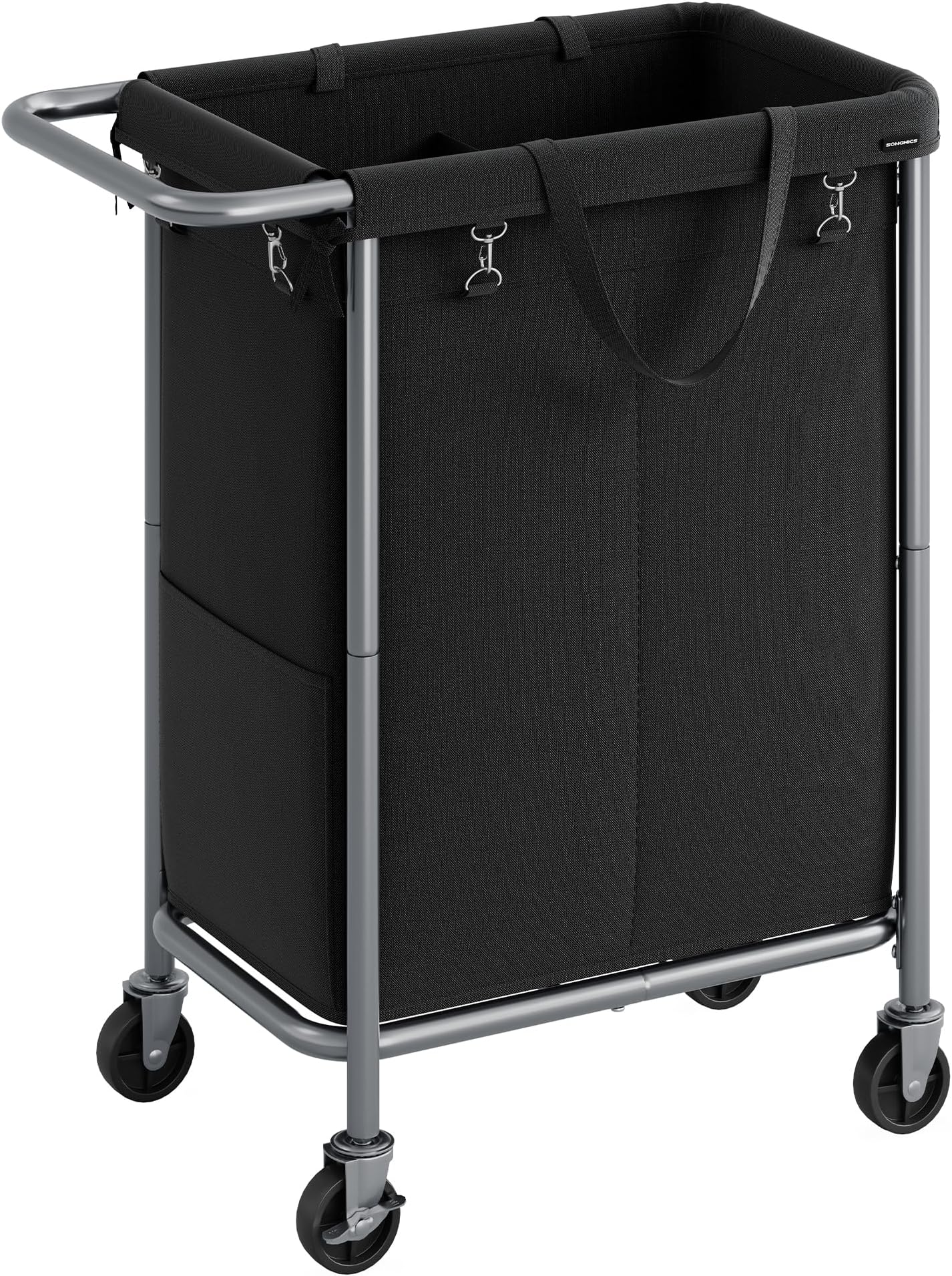 Rolling Laundry Hamper Slim Large, Oxford Cloth With Mesh