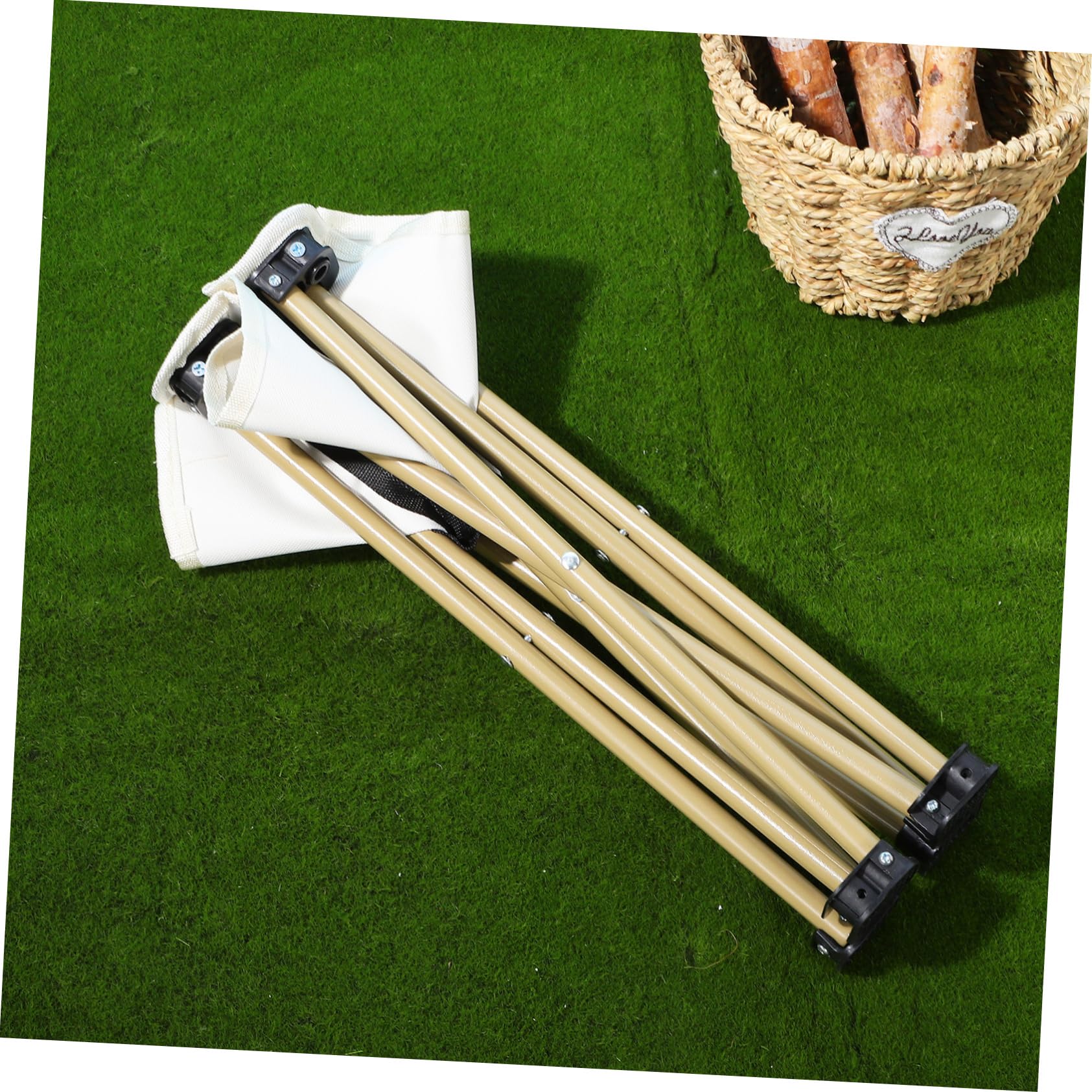 iplusmile Tabouret de Camping Construction Robuste Pliant Portable Beige en Tissu Oxford et Acier au Carbone Léger avec Paquet de Transport pour Pêche et Randonnée