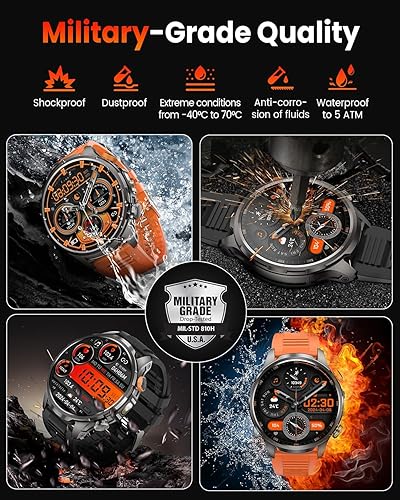 Miniatura 4 de Military Smart Watches for Men, Smart Watch with 100 Days BatteryFlashlightHeart RateSleepSpO2 MonitorCalling110+ Sports Mode, 5 ATM Rugged Men's