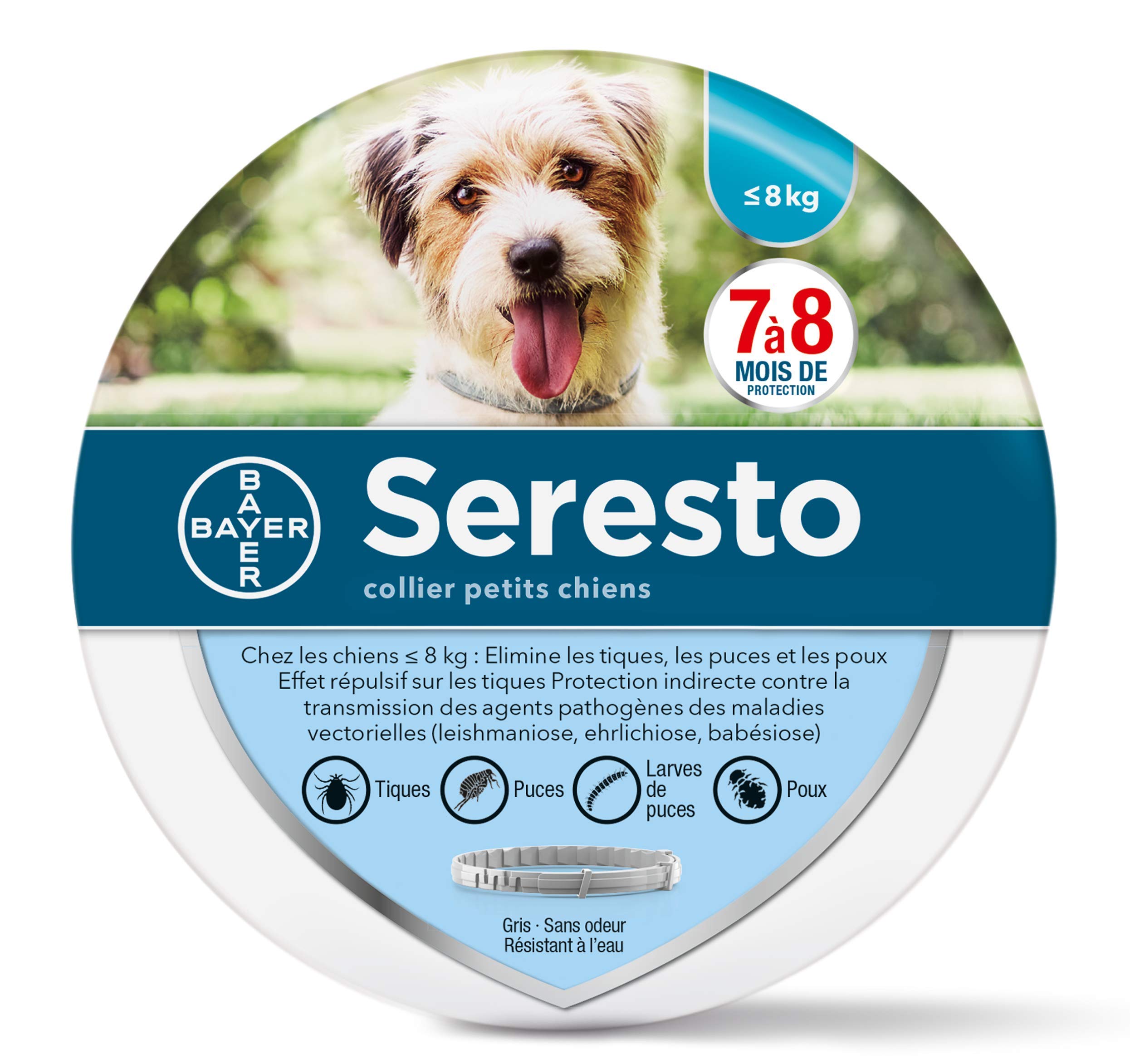 SERESTO Chien – Collier Anti-Puces et Anti-Tiques pour Petits Chiens - Moins de 8KG - 2 Pack