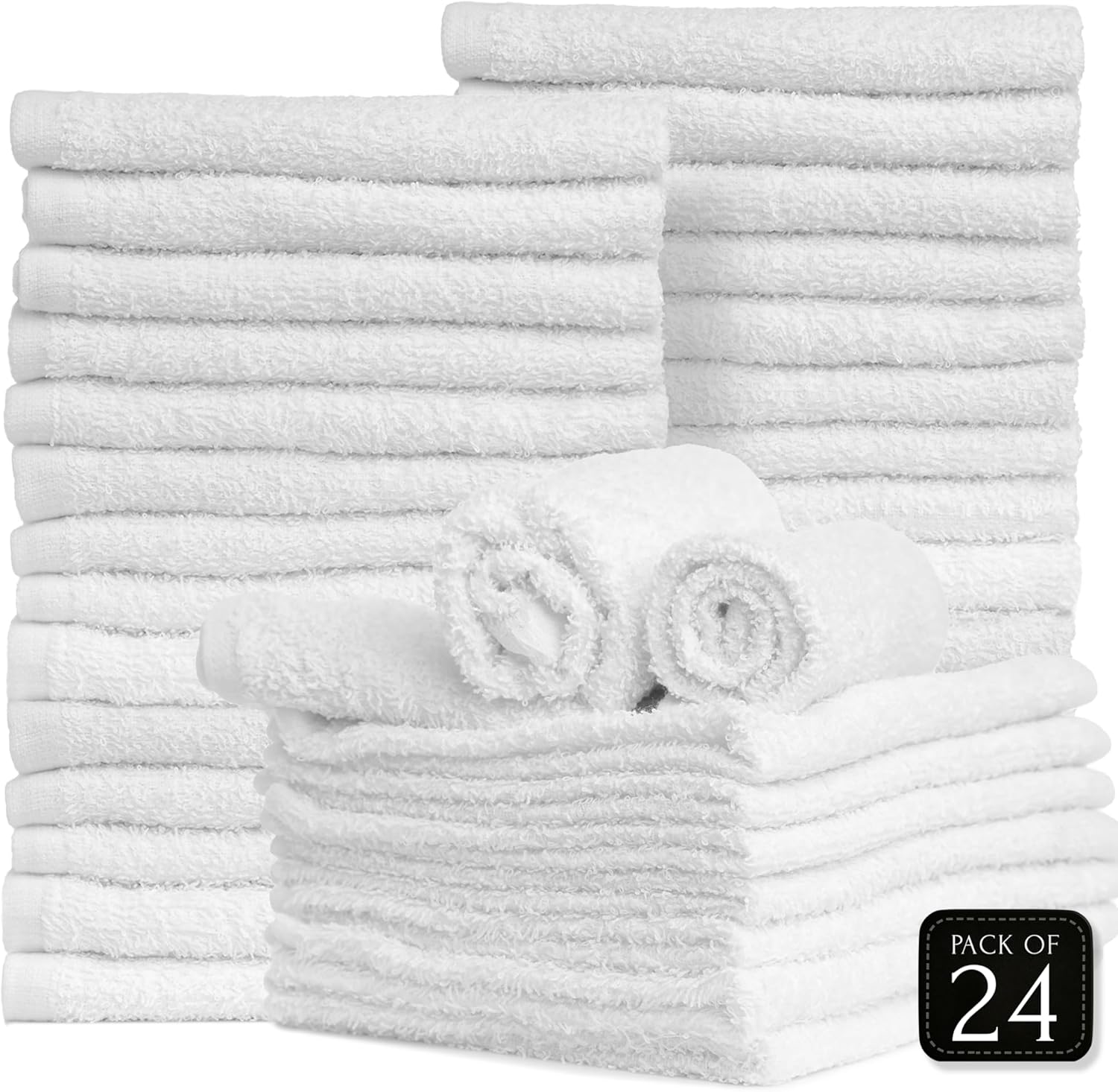Salon Towels for Hair Stylist - Pack of 24, Not Bleach Proof, 16 by 27 Inches, Highly Absorbent Cotton Towels for Hand, Gym, Beauty, Spa, and Home Hair Care
