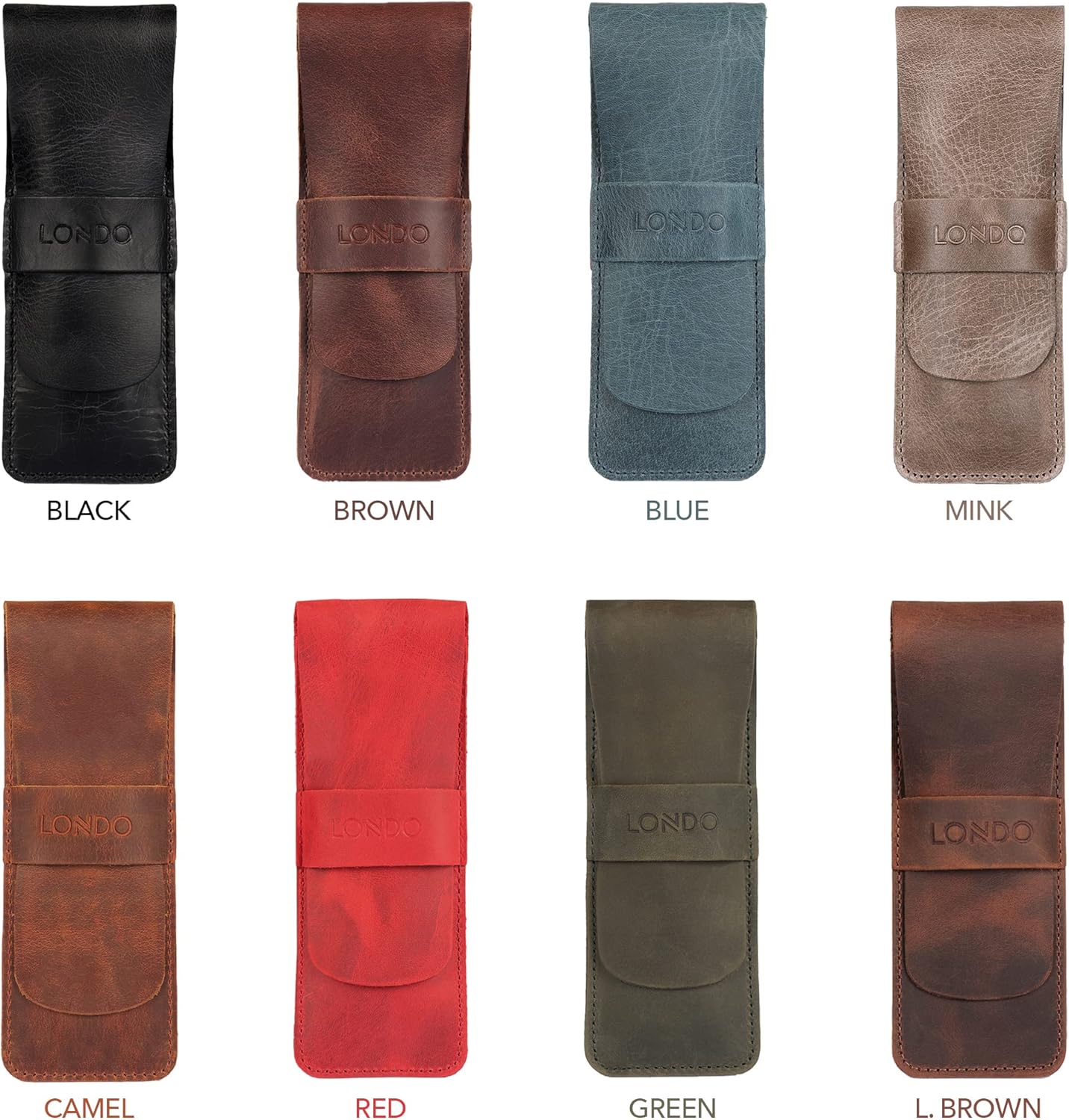 Londo Genuine Leather Pen and Pencil Case with Tuck in Flap, Stationery Bag - Image 5