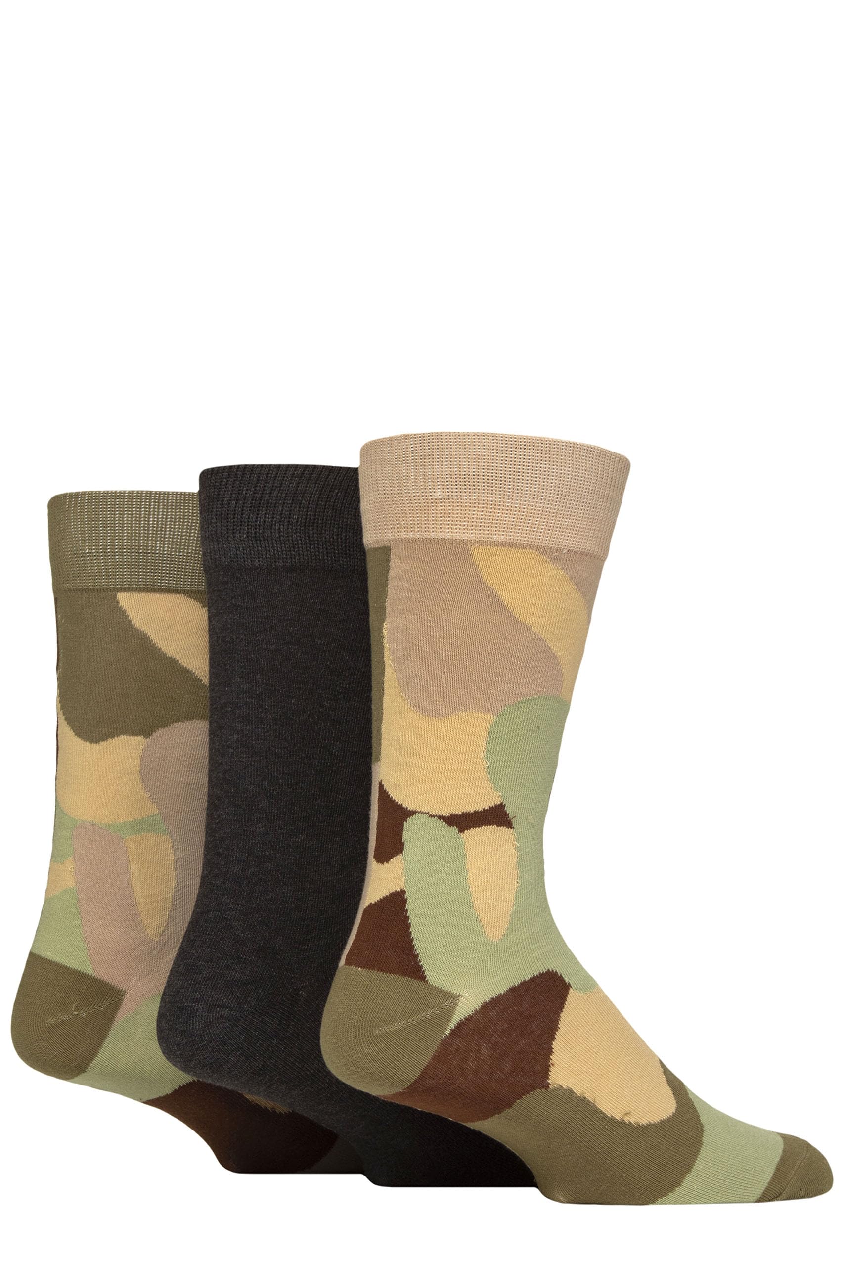 SockShop Wildfeet Mens Novelty Patterned Cotton Socks Pack of 3 (UK, Numeric, 7, 11, Regular, Regular, Camo)