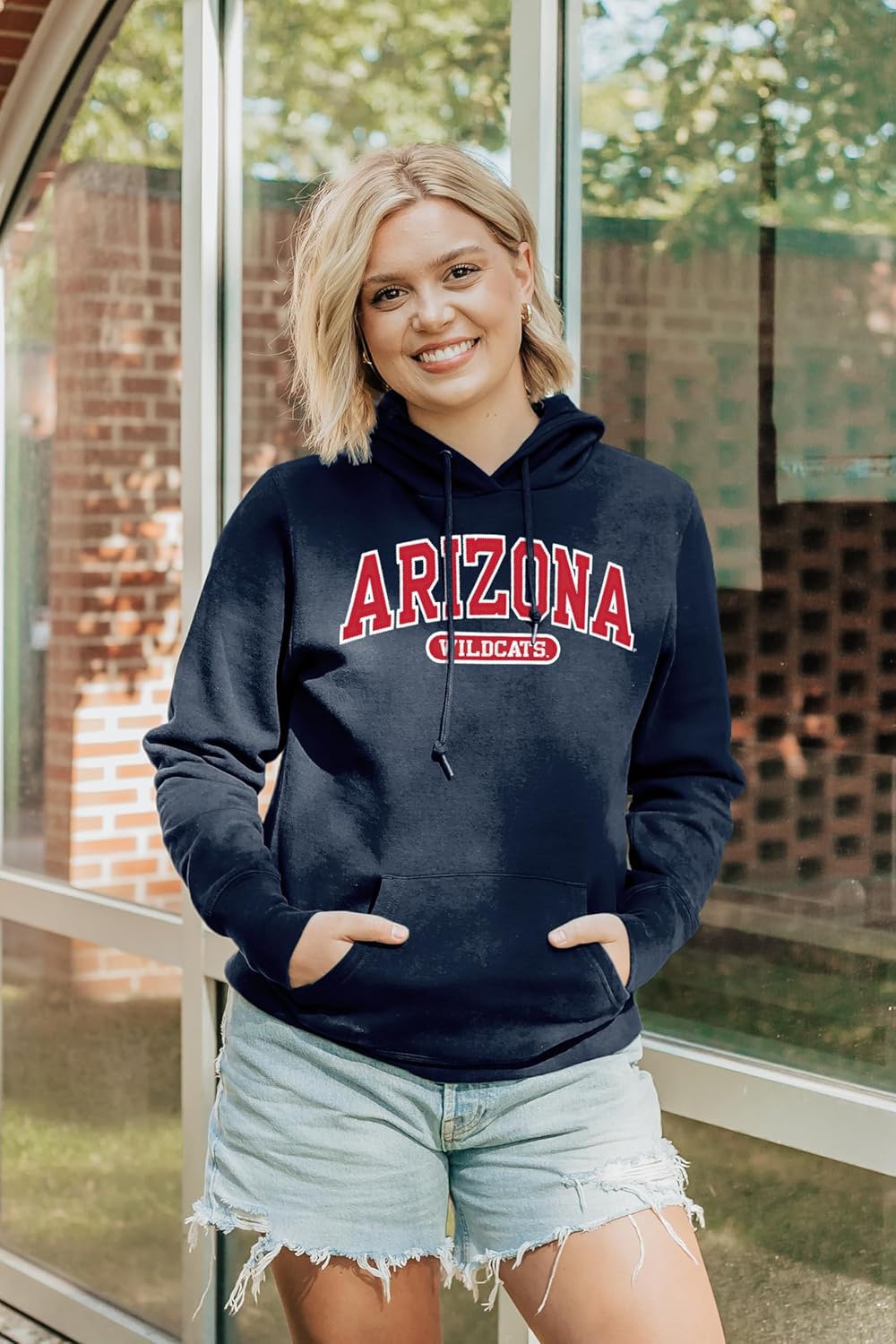 Blue 84 NCAA womens Ncaa Officially Licensed Womens Hooded Sweatshirt Applique Team Color