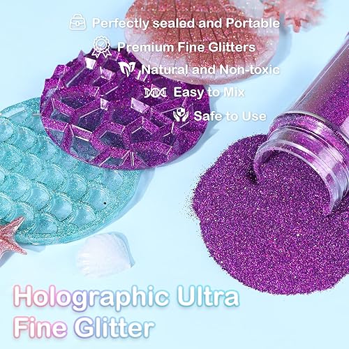 Miniatura 113 de HTVRONT Purpurina blanca fina holográfica – 1.76 oz de purpurina para resina, purpurina fina no tóxica para uñas, resina, fabricación de velas, Negro