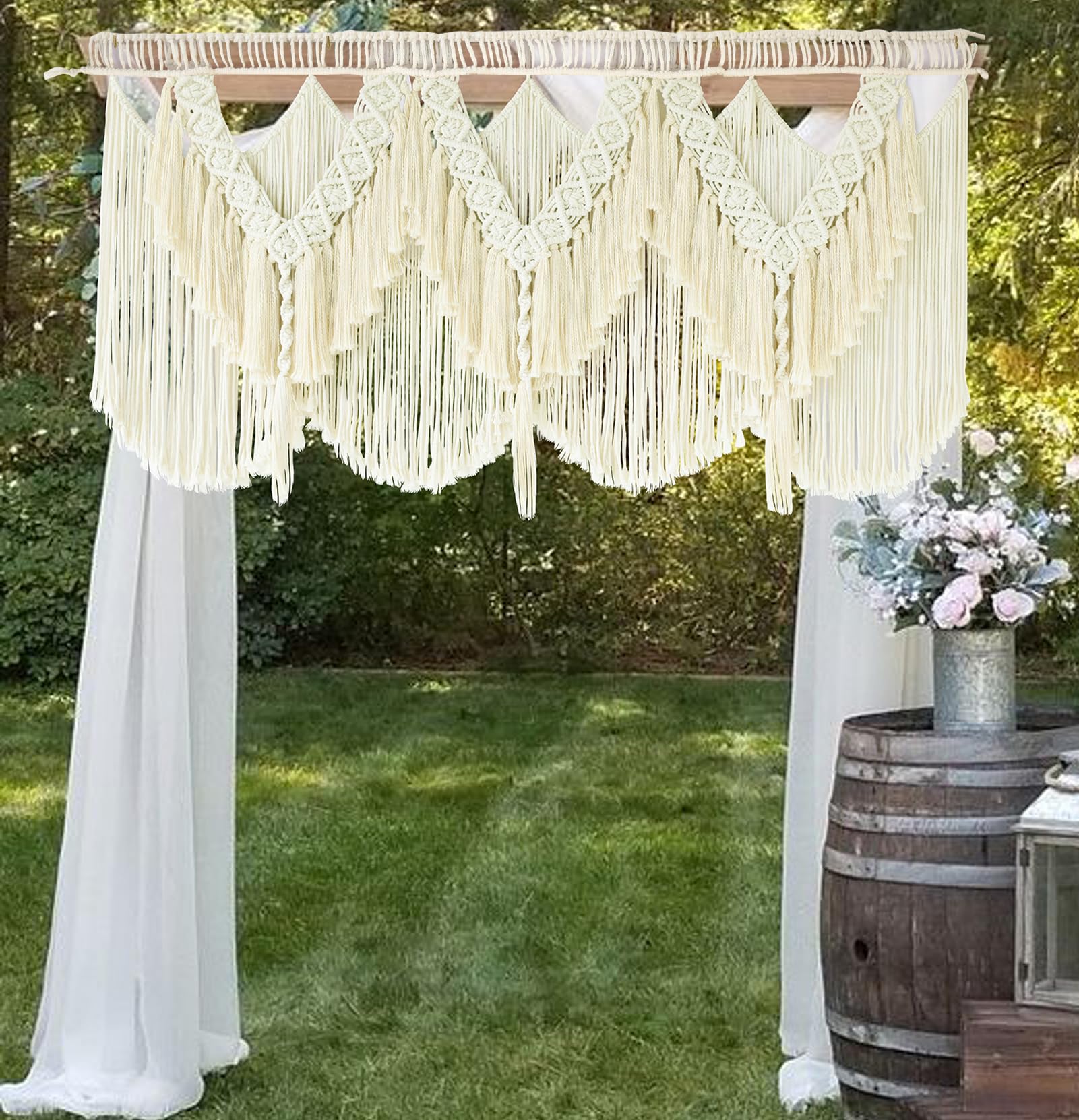 Macrame Wall Hanging Wedding Hanger Macrame Wall Decor Dorm Craftsmanship Handmade Tassel Knotting Boho Fiber Art Home Room Decor 47" W x 25" L