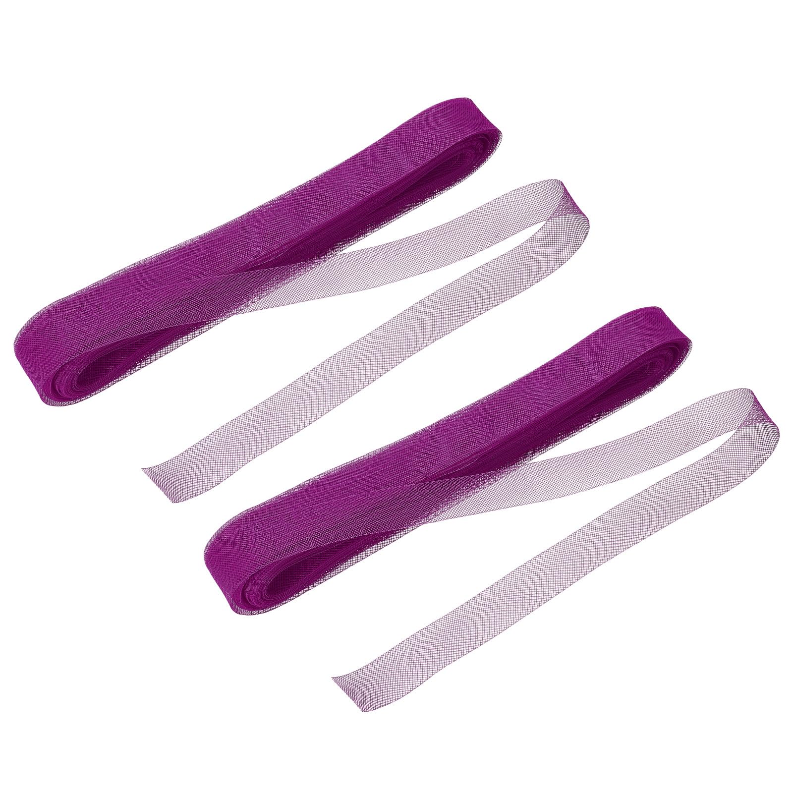 QUARKZMAN 25 Yardas De Trenza Rígida De Crin De Caballo, 1 Pulgada De Ancho Para Costura De Ballenas De Poliéster Vestido De Novia Baile Accesorios, Púrpura Oscuro (2 Rollos)