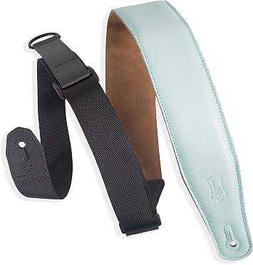 Levys Leathers Right Height Guitar Strap with RipChord Quick Adjustment Technology and Suede Backing; 2.5" Width Padded Garment Leather - Aqua MRHGS-AQU
