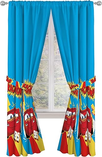 Miniatura 17 de Sunny Side Up Cortinas de ventana para dormitorio de niños, juego de cortinas de 4 piezas con 2 alzapaños, azul, coches, 42 pulgadas de ancho x 63