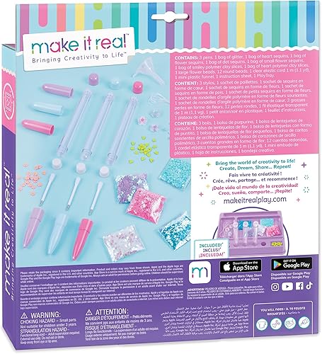 Miniatura 2 de Make It Real Bolígrafos flotantes de bricolaje haz 3 bolígrafos brillantes, personaliza con purpurina y abalorios, adolescentes, niñas y niños a