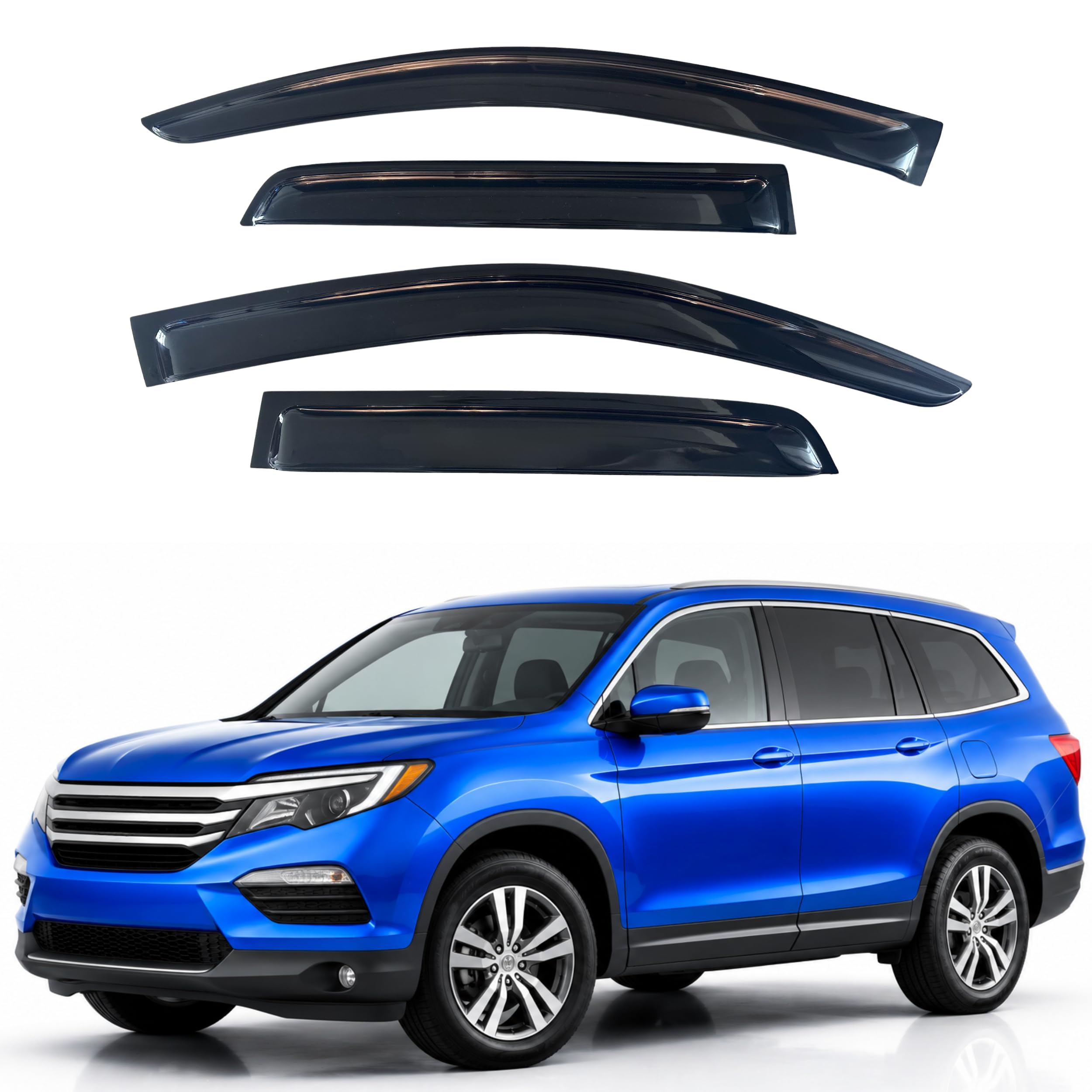 IG Window Visors Fit for 2016-2022 Honda Pilot, Out-Channel Rain Guards Vent Wind Deflectors 4PC, Car Accessories for 16-22 Pilot (Excludes Touring Models)