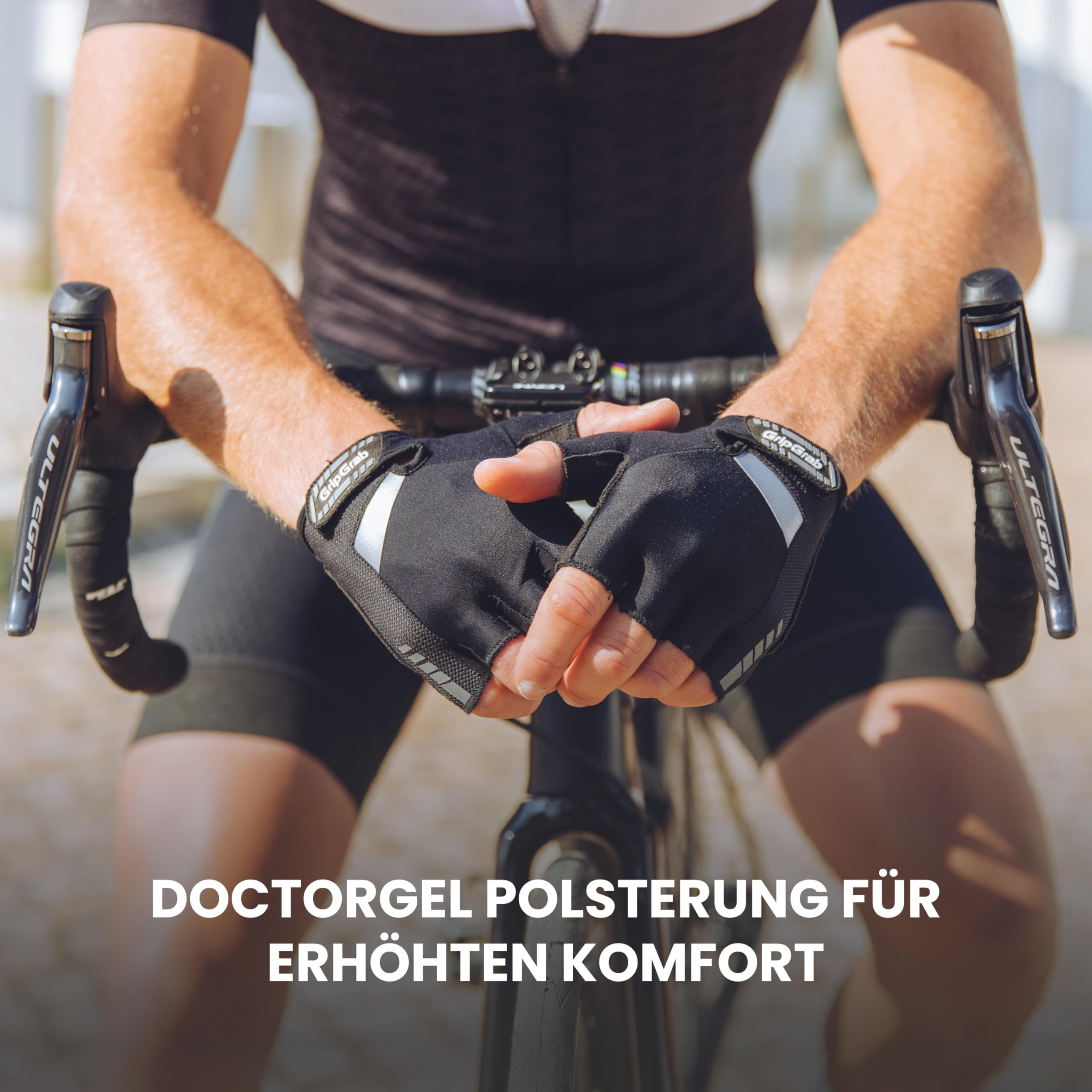 GripGrab SuperGel Fahrradhandschuhe Sommer - 6mm DoctorGel Polster | Stoßdämpfende Gel-Polsterung, AX Suede Grip, gMagnets-Funktion, Schweißwischer am Daumen, Klettverschluss