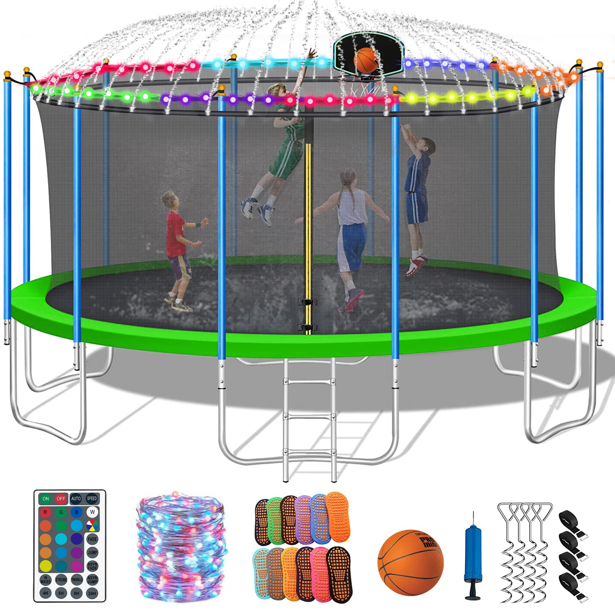 Premium 12FT Outdoor Backyard Trampoline For Kids And Adults With Basketball Hoop And Safety Enclosure (SAK15723)
