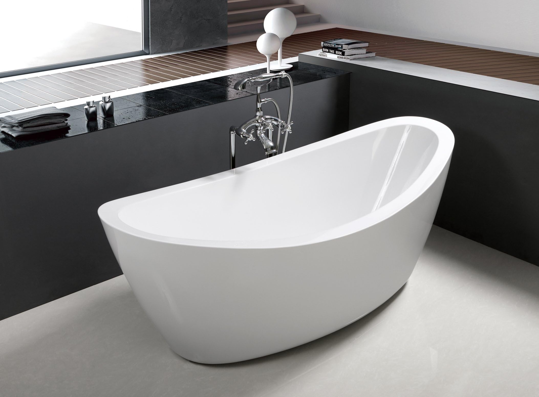71" Freestanding Luxury Bathtub White Acrylic