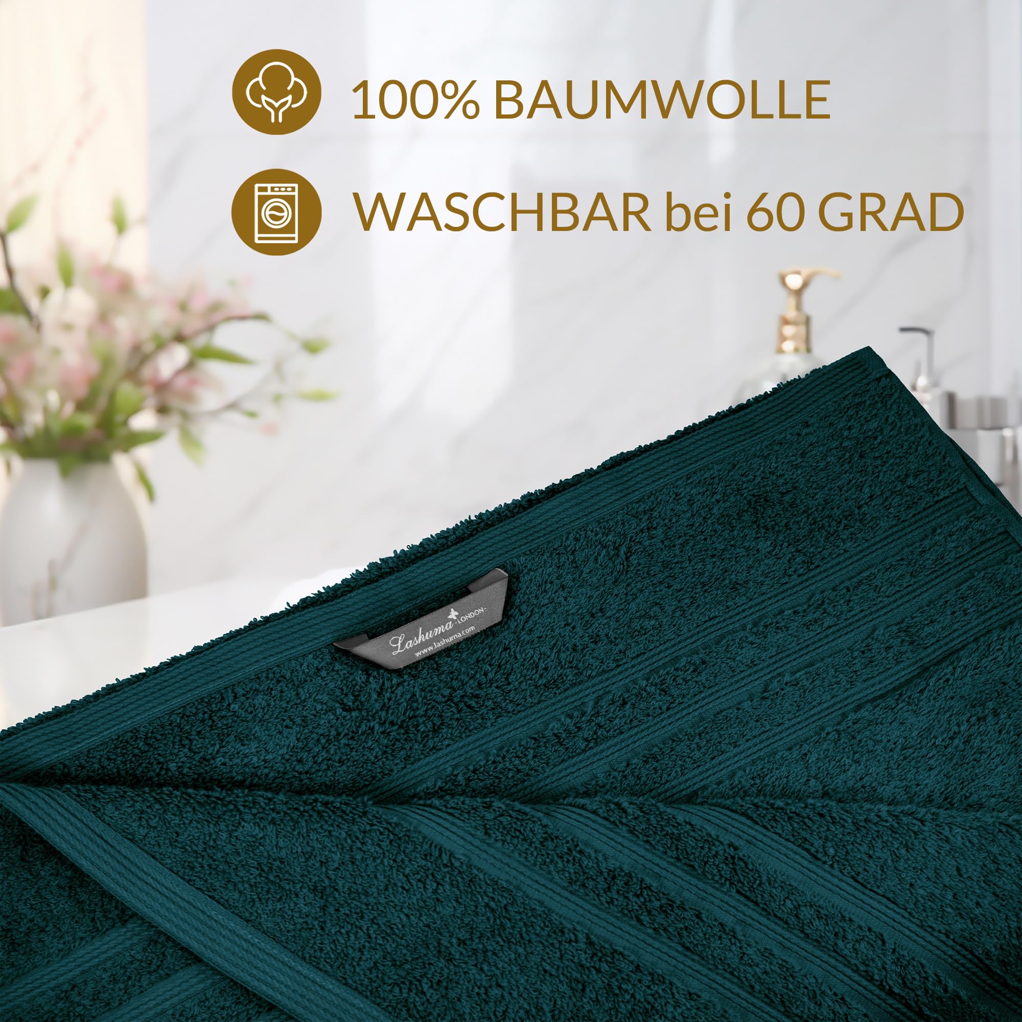 Lashuma Frottee Handtücher Set 4er Pack Grün Nautic - Opal, London Handtücher, 2 STK. 50x100 cm - 2 STK. 70X140
