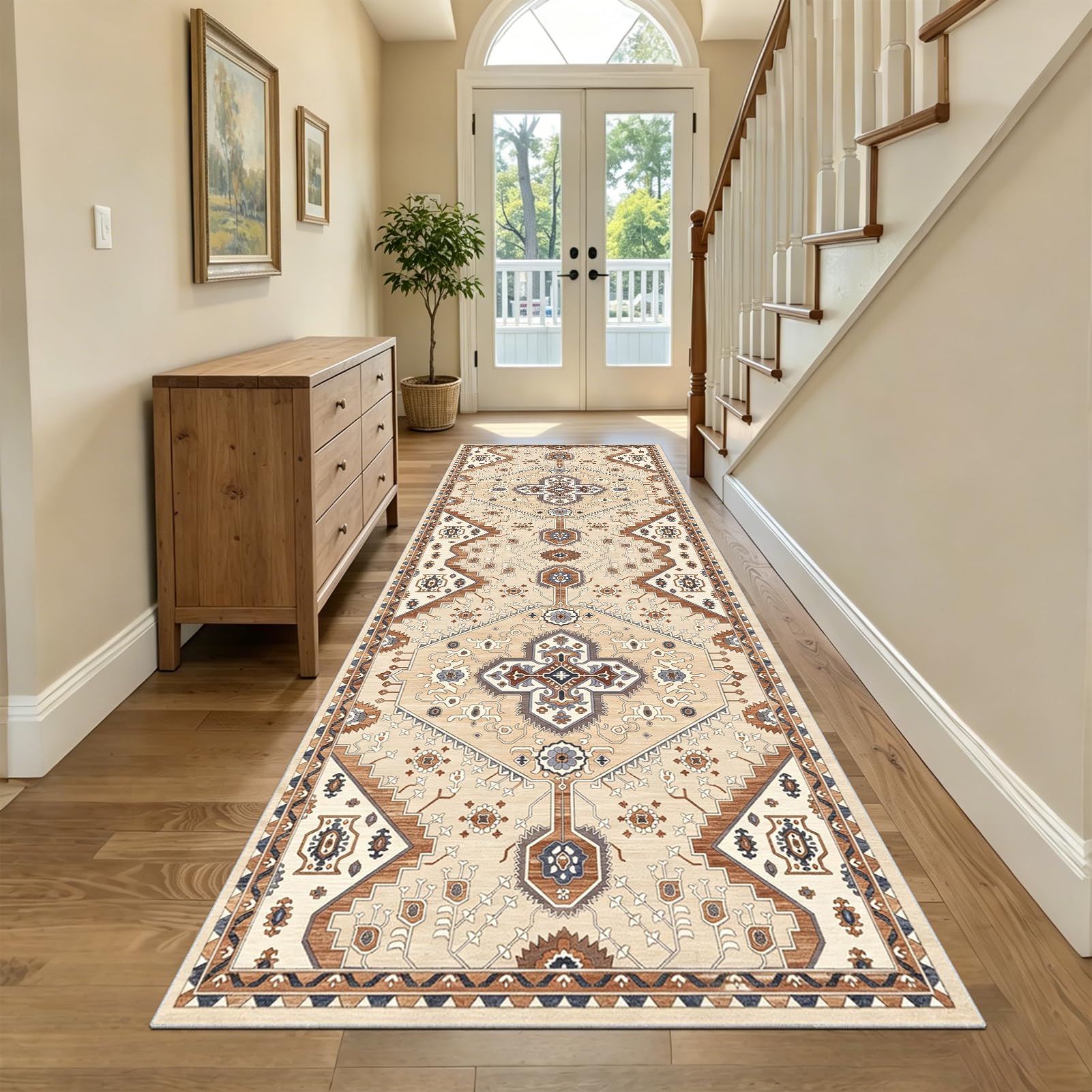 Alfombras de pasillo larga pelo corto de 60 x 260 cm lavable alfombra corredor antideslizante