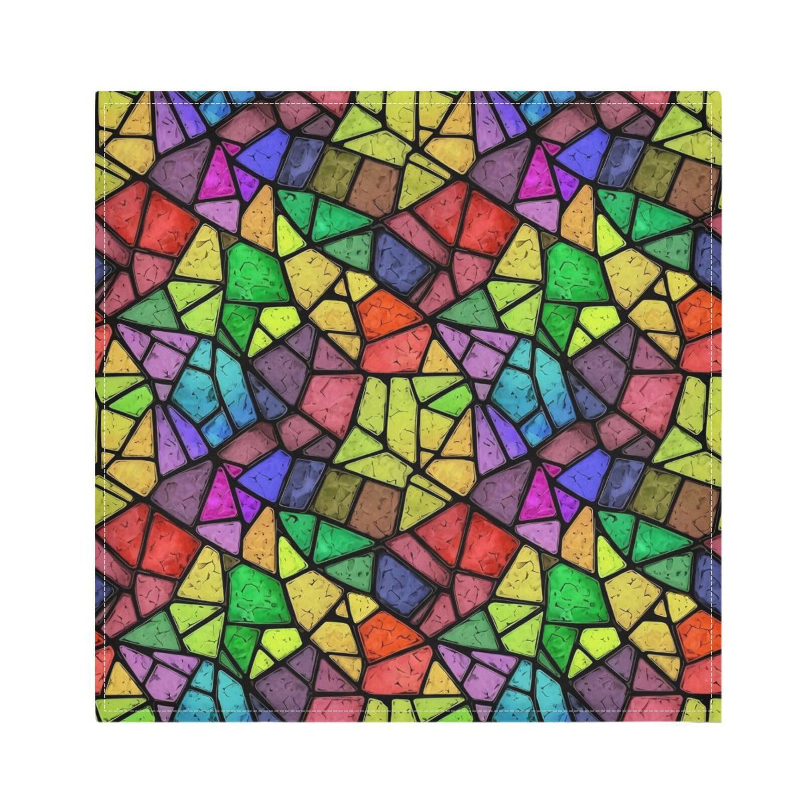 Ttgoth Rainbow Glass Cloth Napkin Set of 4 Washable & Reusable Dinner Napkins for Dining Table, Banquets, Wedding, Party, 50x50 cm