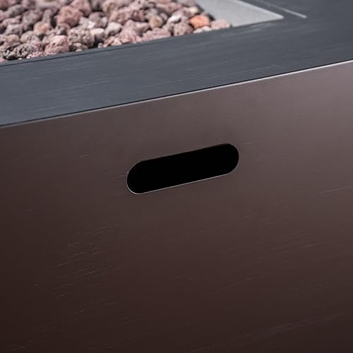 Miniatura 7 de Christopher Knight Home Wellington - Fogata cuadrada de hierro para exteriores de 33 pulgadas, 50,000 BTU, gris oscuro