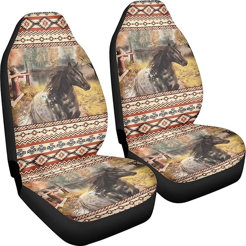 Miniatura 3 de Fundas de asiento de coche con estampado tribal azteca Hrse rosa para asientos delanteros, accesorios interiores de automóvil, fundas de asiento de