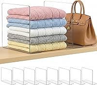 SortNStore Acrylic Shelf Dividers for Closet: 10" Tall x 12" Deep Adhesive Organizers, 8-Pack for Clothes, Purses & Bedroom Cabinets
